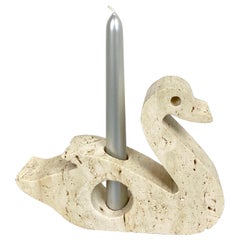 Travertine Swan Candle Holder by  Fratelli Mannelli Italy 1970s