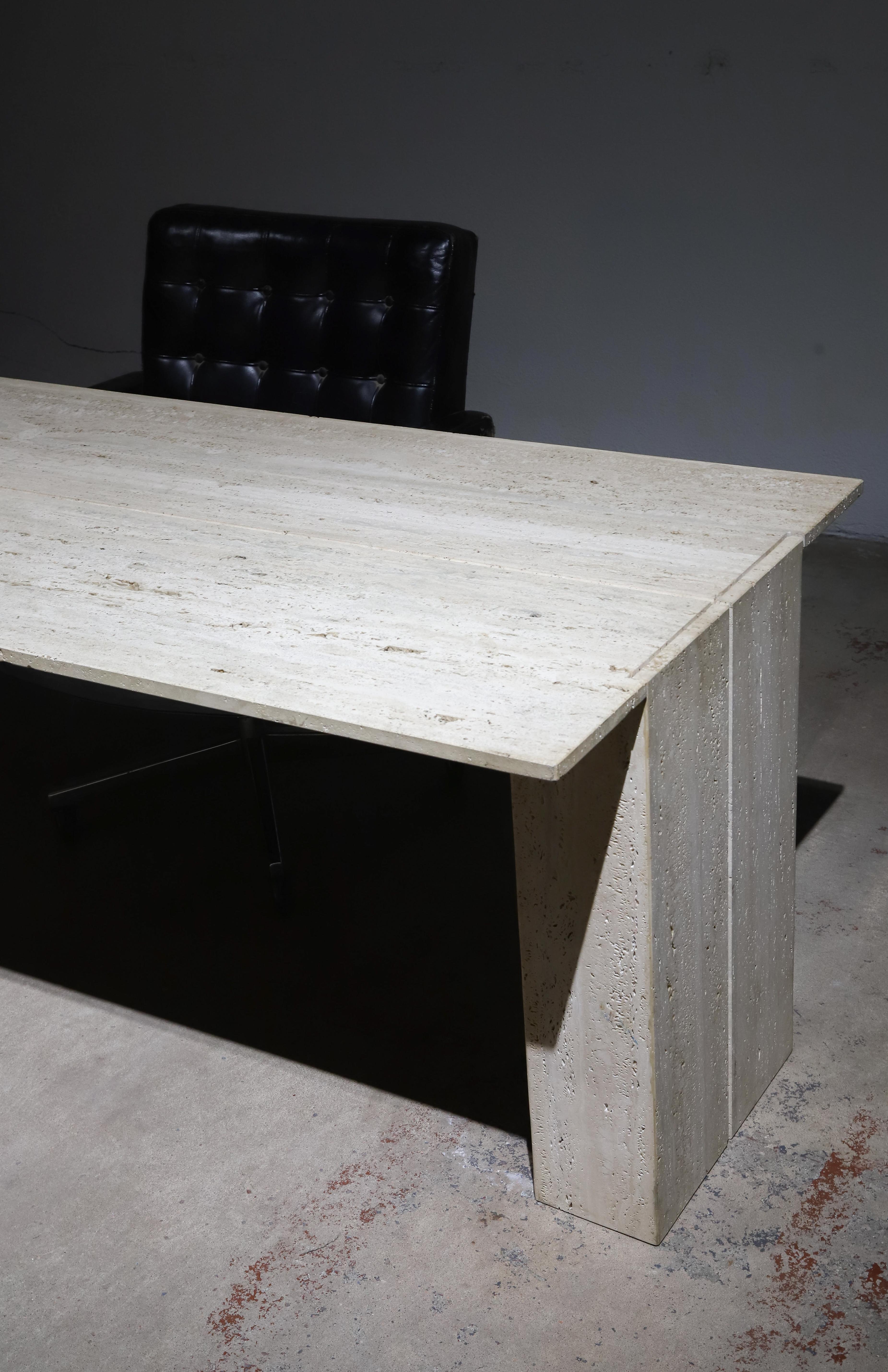 Travertine Desk or Dining Table 8