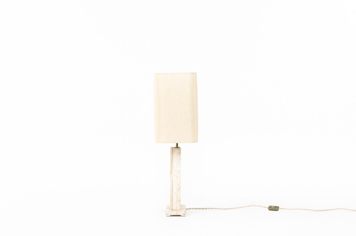French Travertine Table Lamp, 1970s  For Sale