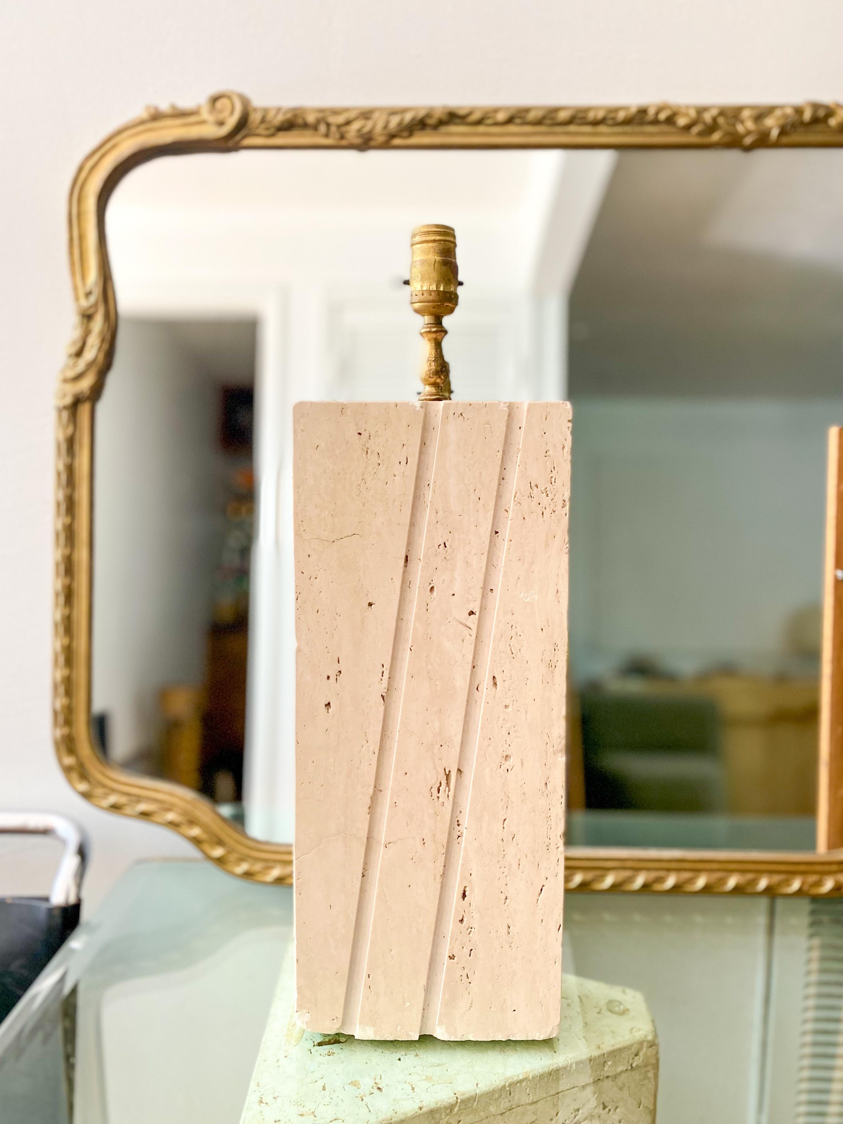 Modern Travertine table lamp bases in the style of Fratelli Mannelli For Sale