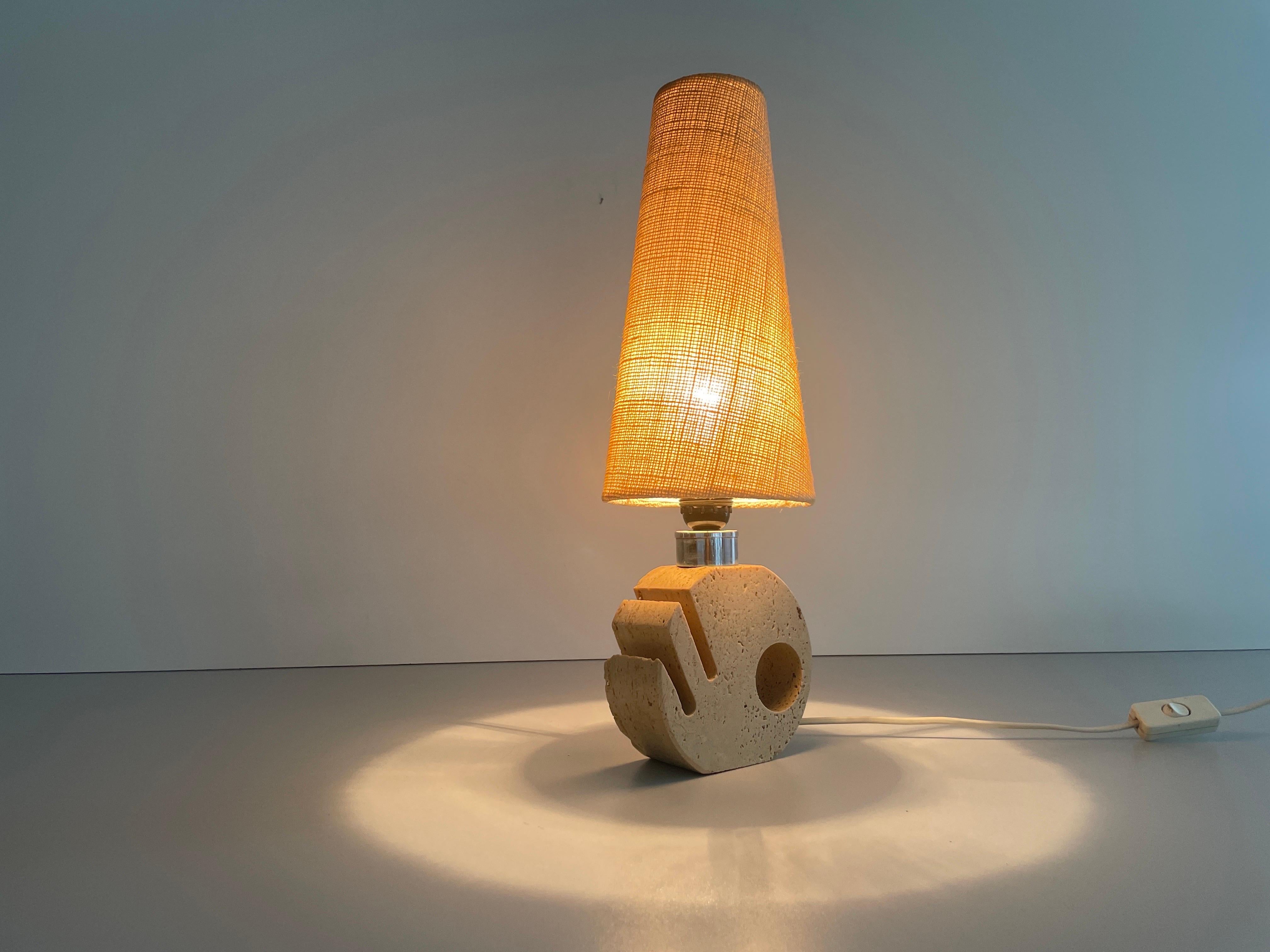 Travertine Table Lamp by Fratelli Mannelli and Luigi Sormani, 1970s, Italy For Sale 4