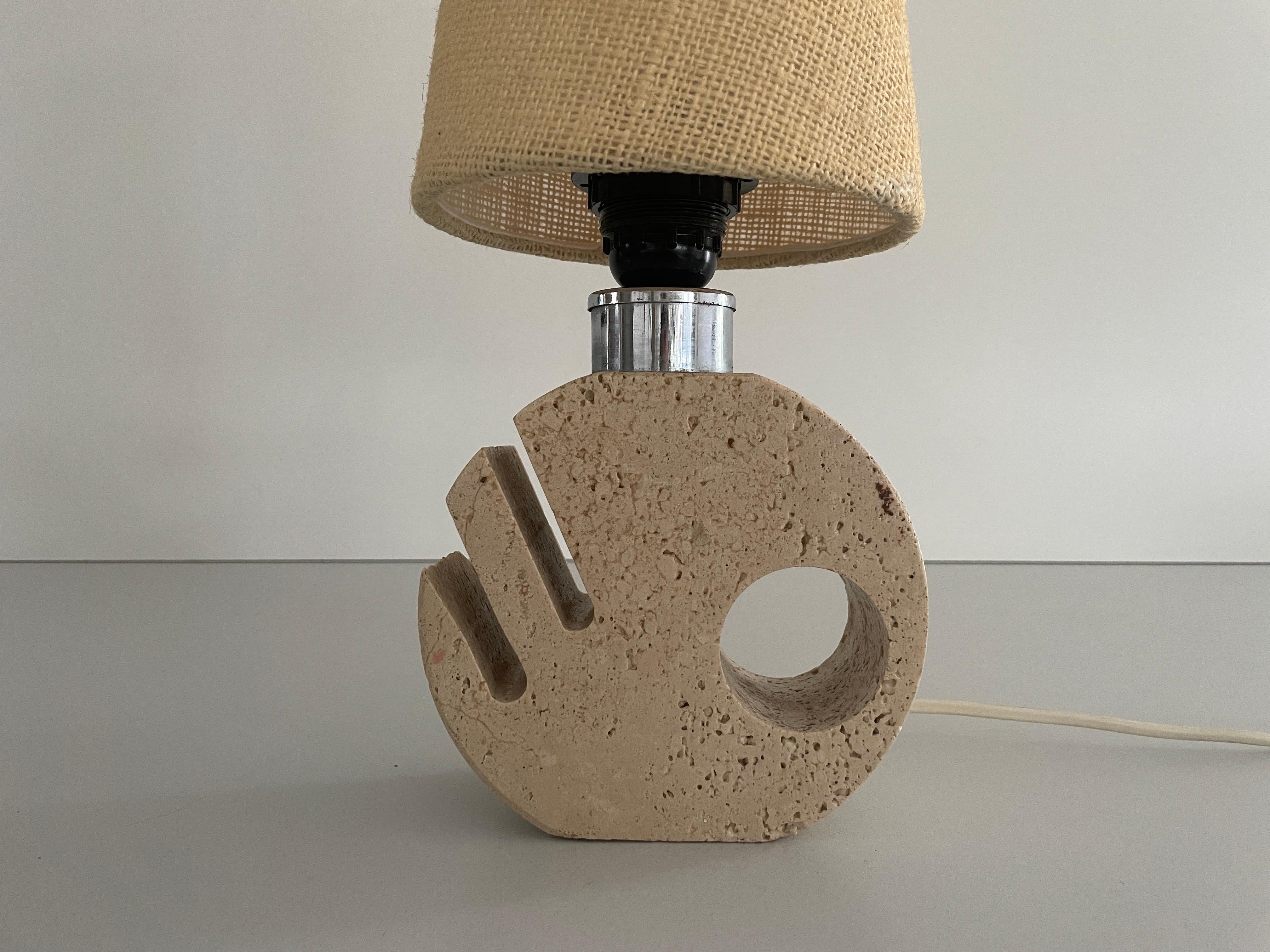 Mid-Century Modern Travertine Table Lamp by Fratelli Mannelli and Luigi Sormani, 1970s, Italy For Sale