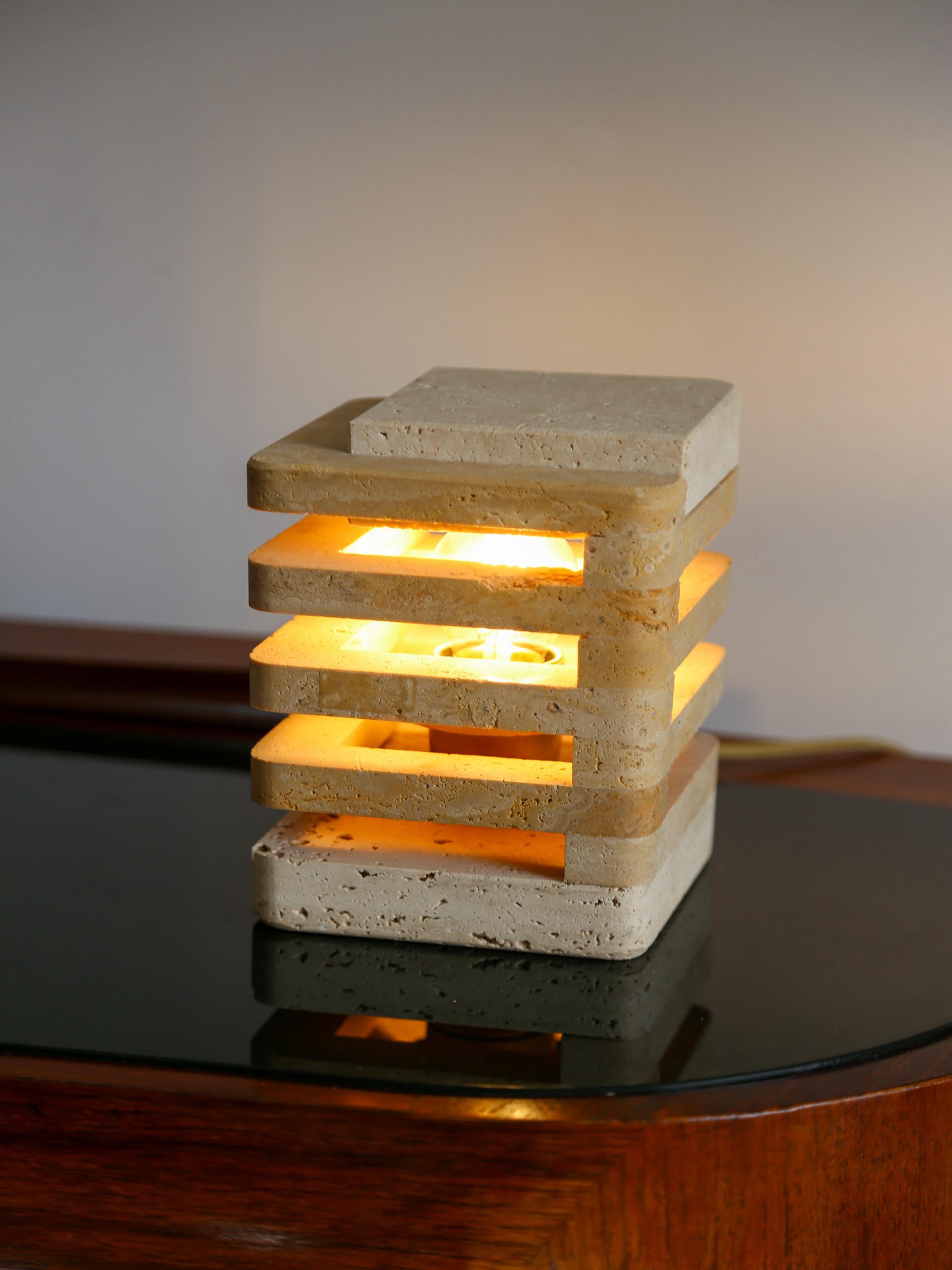 Italian Travertine Table Lamp by Fratelli Mannelli For Sale