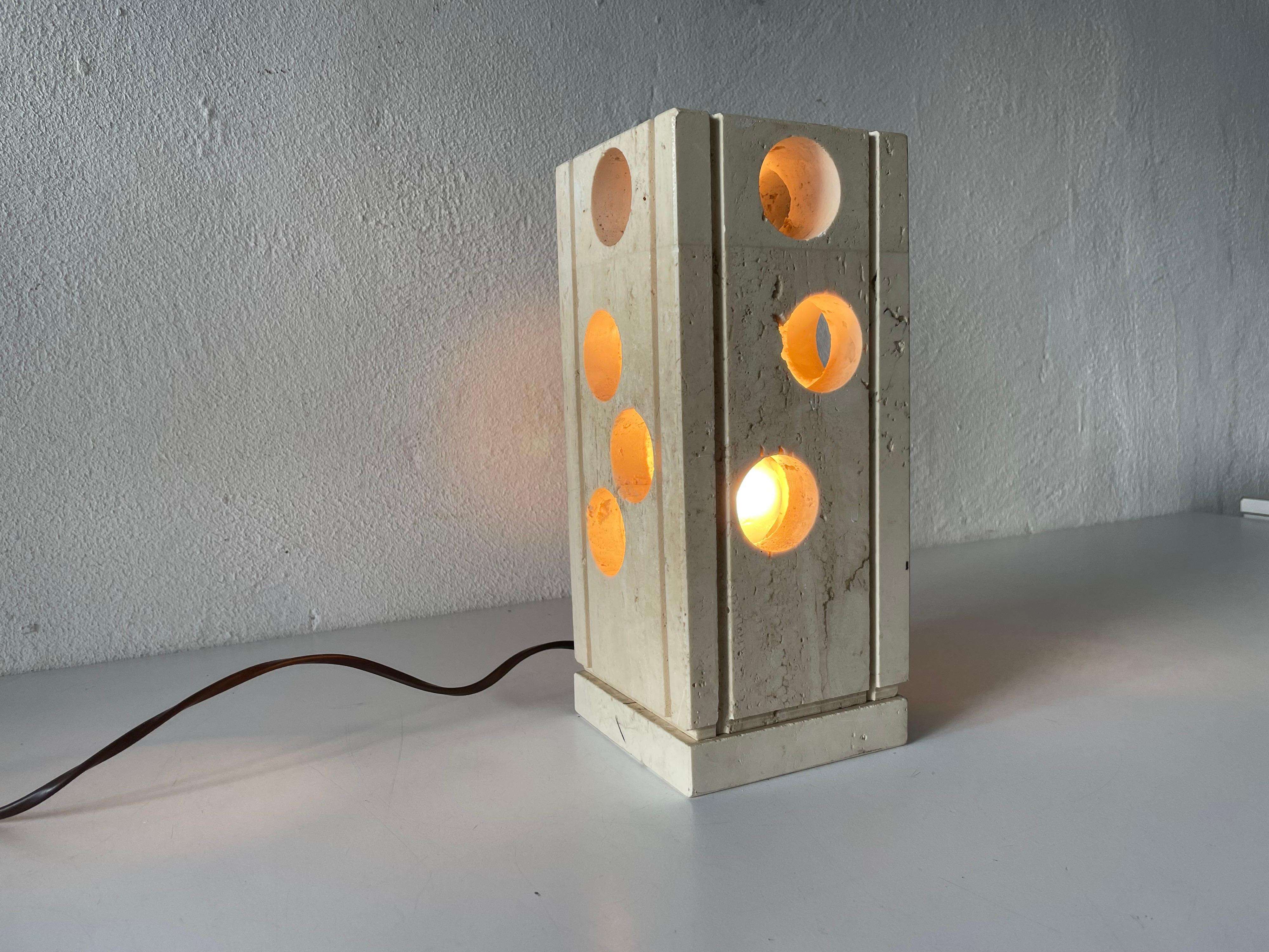 Travertine Table Lamp by Giuliano Cesari for Nucleo Sormani, 1960s, Italy 7