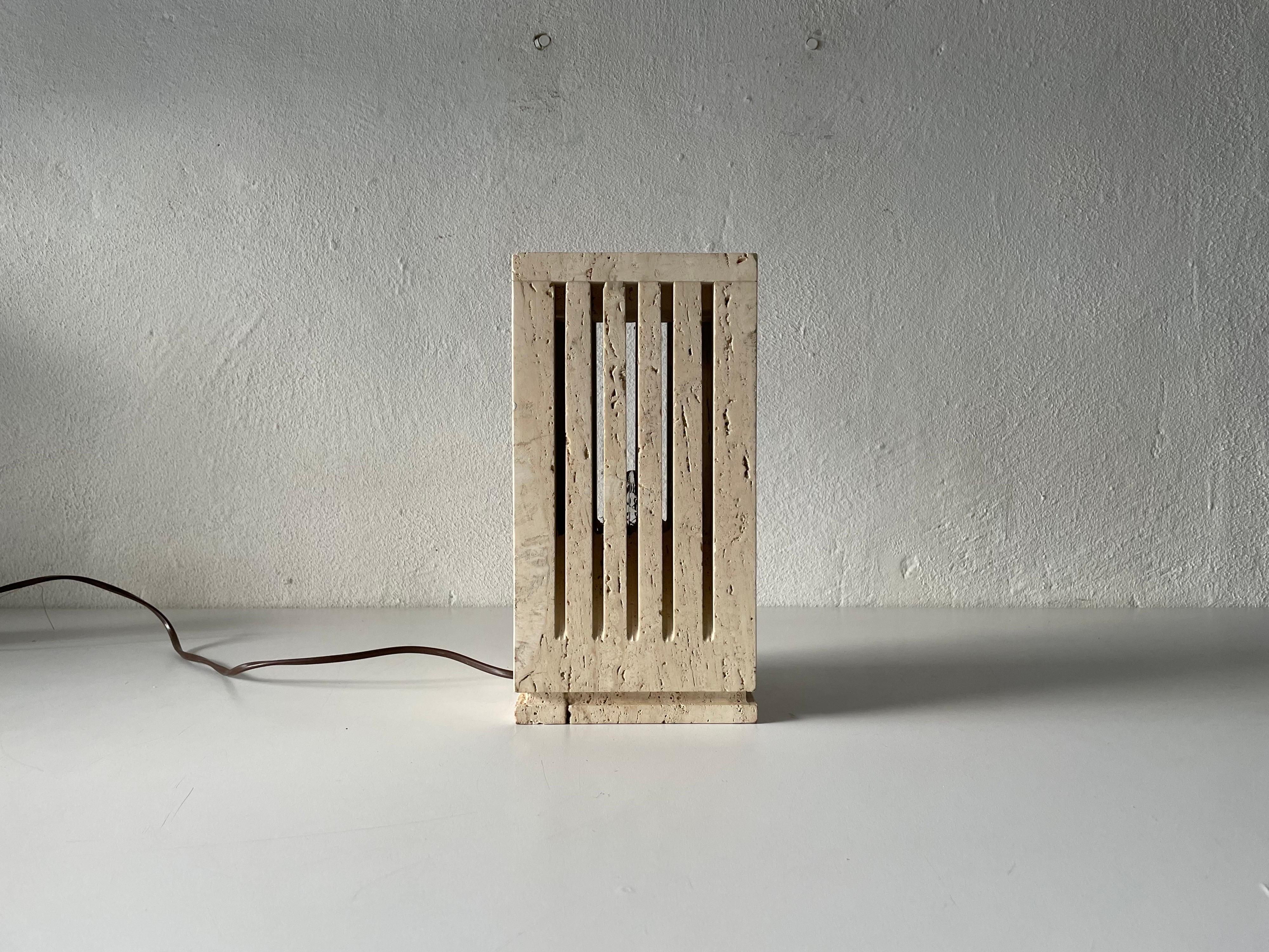 Excellent travertine table lamp by Giuliano Cesari for Nucleo Sormani, 1960s, Italy

Minimal design
Very high quality.
Fully functional.

Original cable and plug. This lamp is suitable for EU plug socket. Switch on-off on the cable.

Lamps