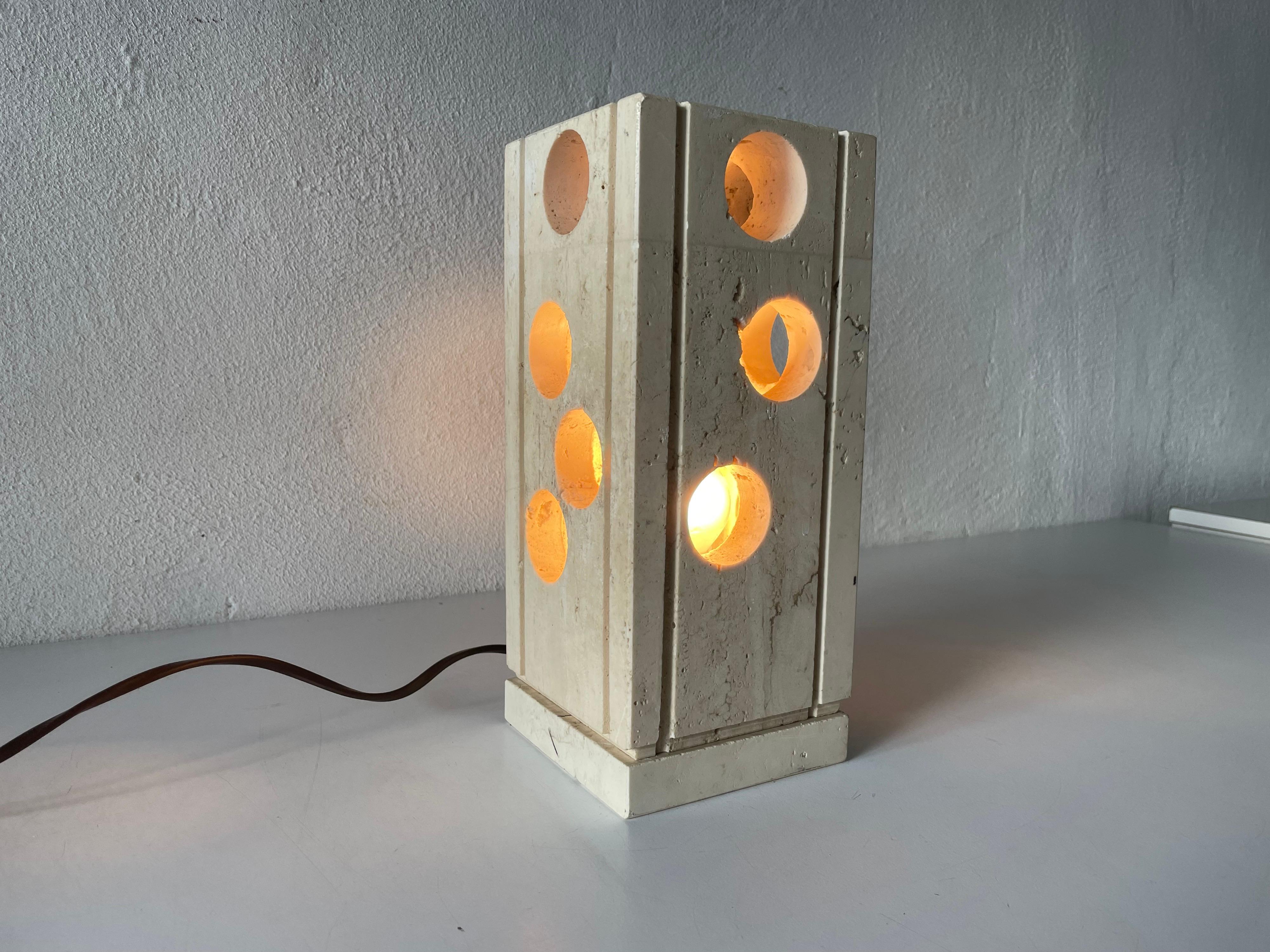 Mid-20th Century Travertine Table Lamp by Giuliano Cesari for Nucleo Sormani, 1960s, Italy