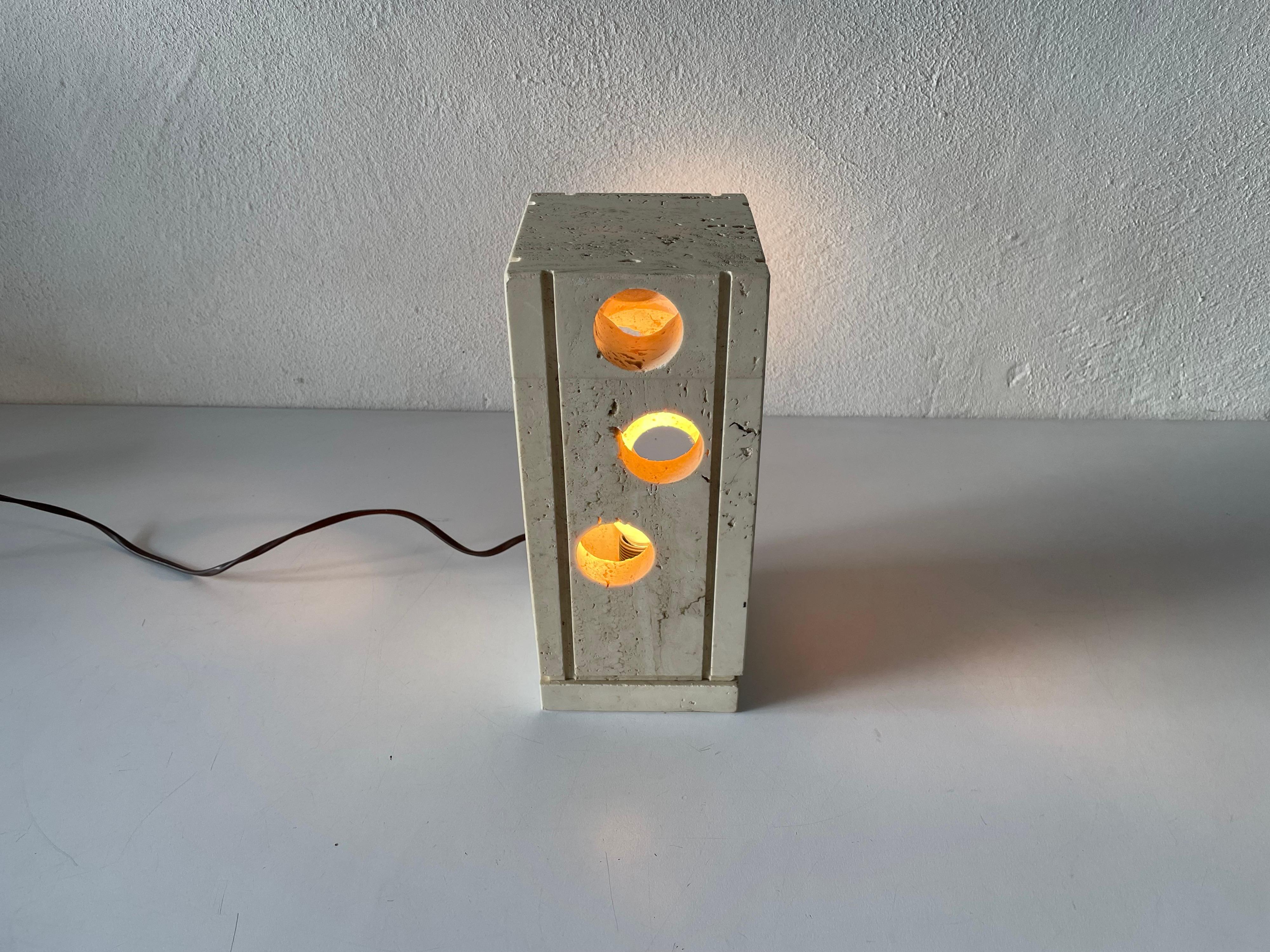 Travertine Table Lamp by Giuliano Cesari for Nucleo Sormani, 1960s, Italy 1