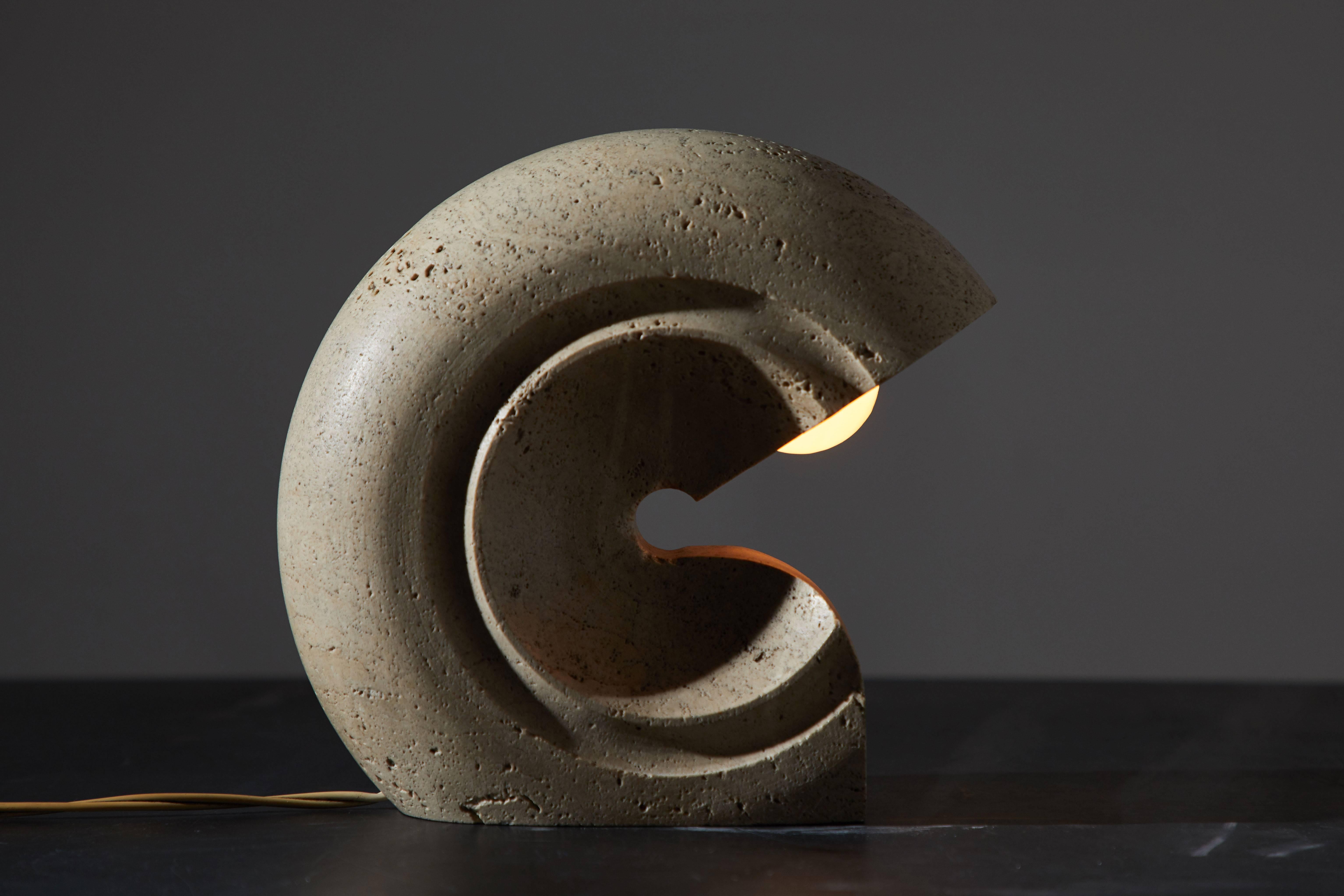 Mid-Century Modern Travertine Table Lamp by Giuliano Cesari for Sormani