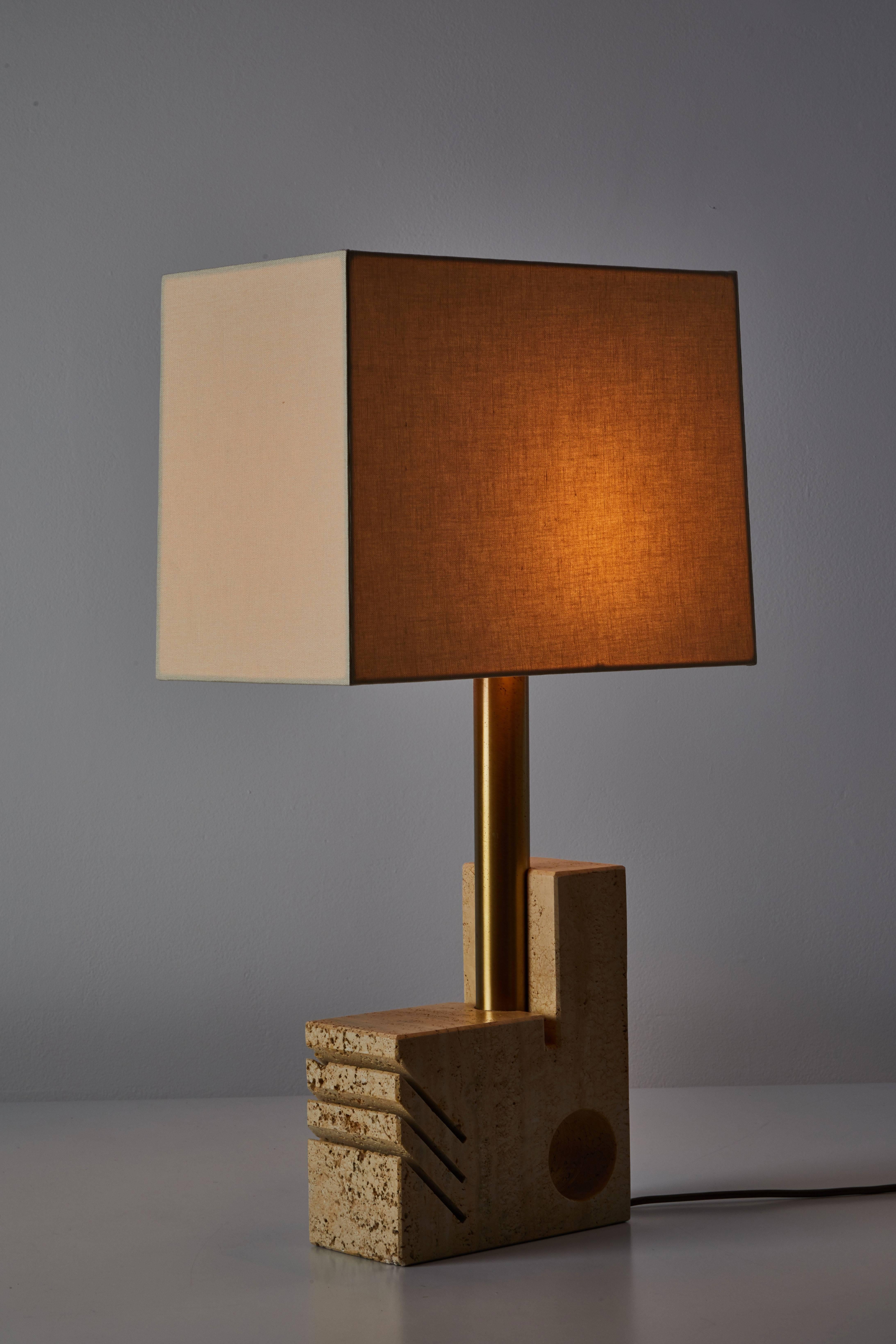 Italian Travertine Table Lamp by Giuliano Cesari for  Sormani