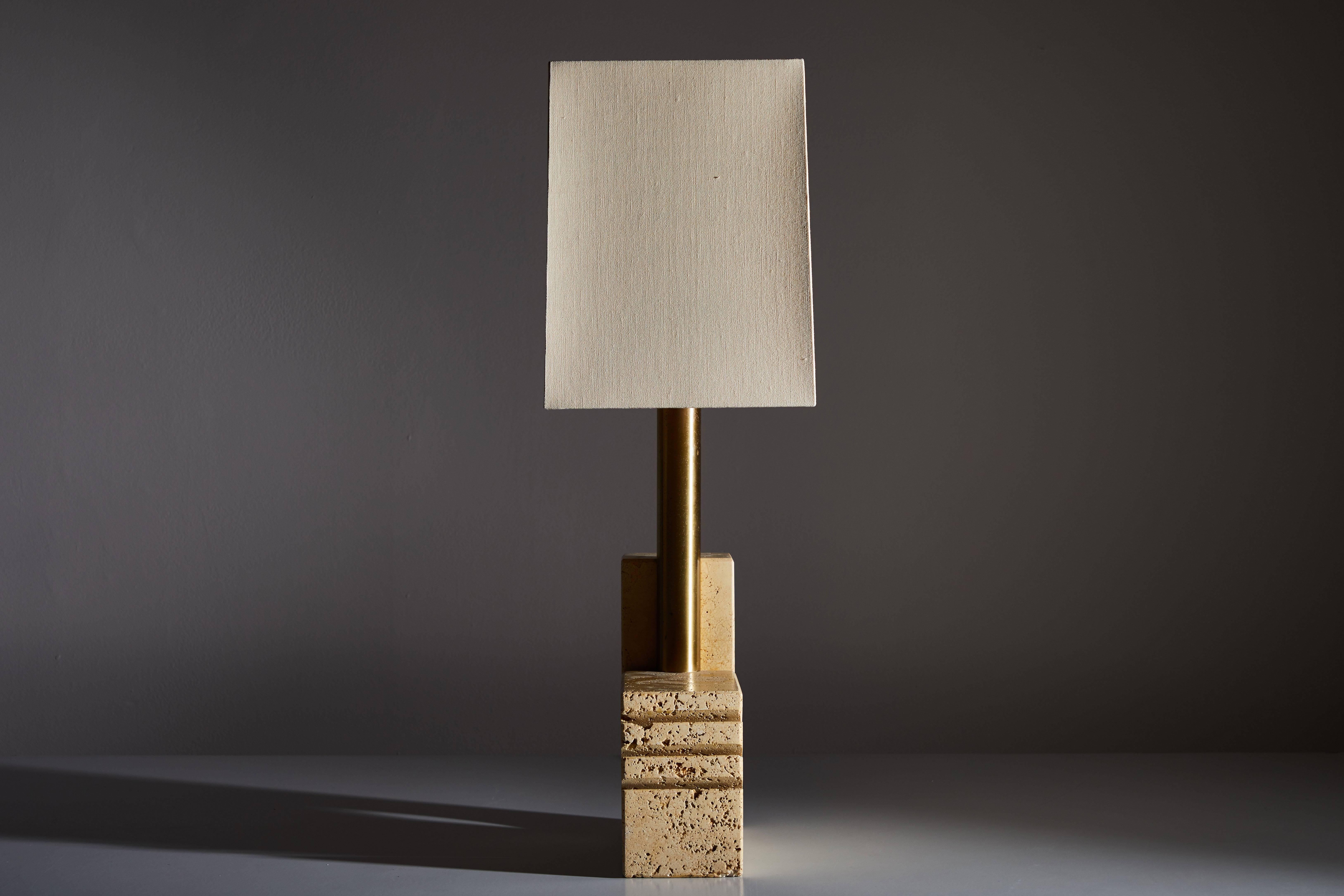 Travertine Table Lamp by Giuliano Cesari for  Sormani In Good Condition In Los Angeles, CA