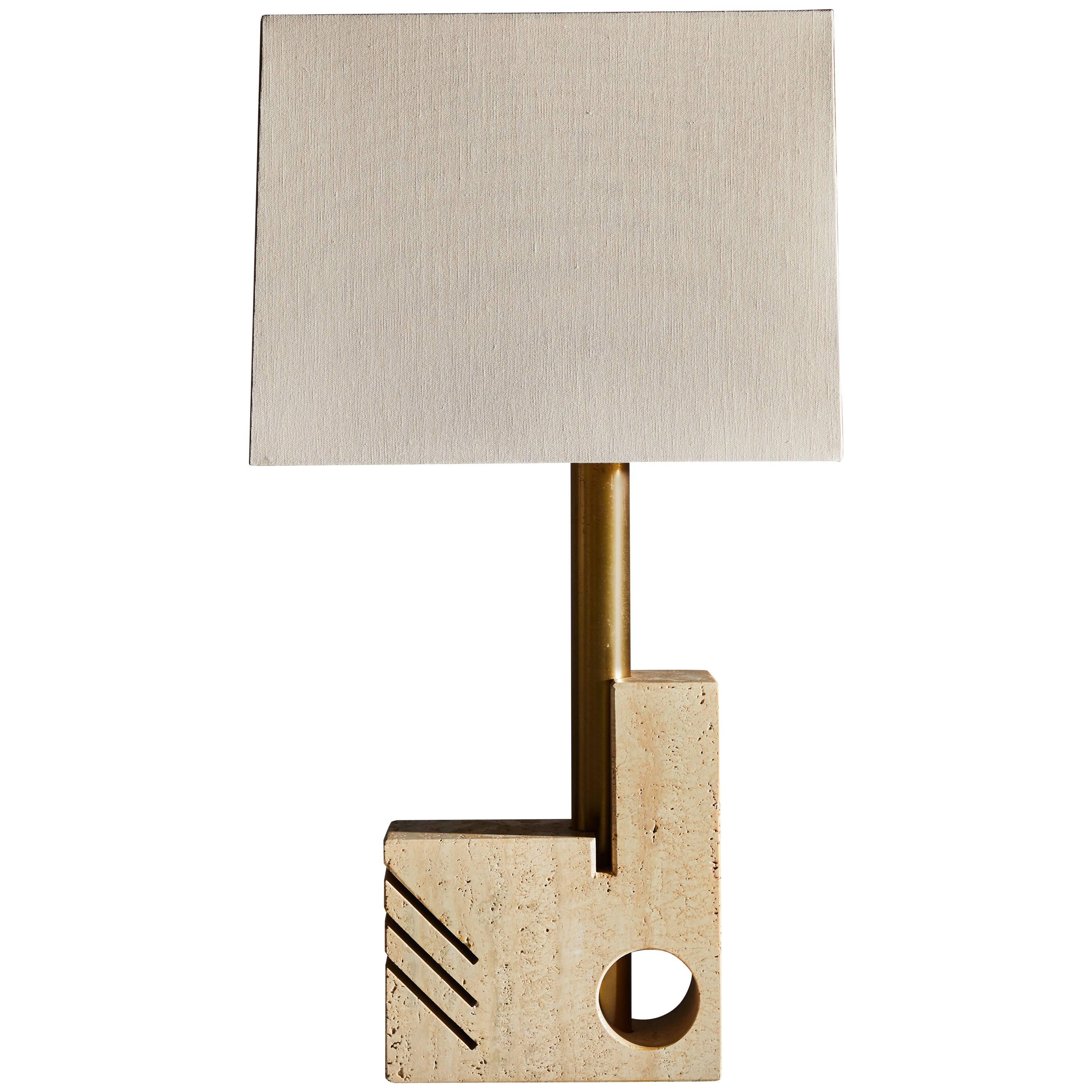 Travertine Table Lamp by Giuliano Cesari for  Sormani