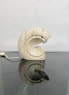 Lampe de bureau en travertin de Giuliano Cesari pour Sormani, Italie, 1970