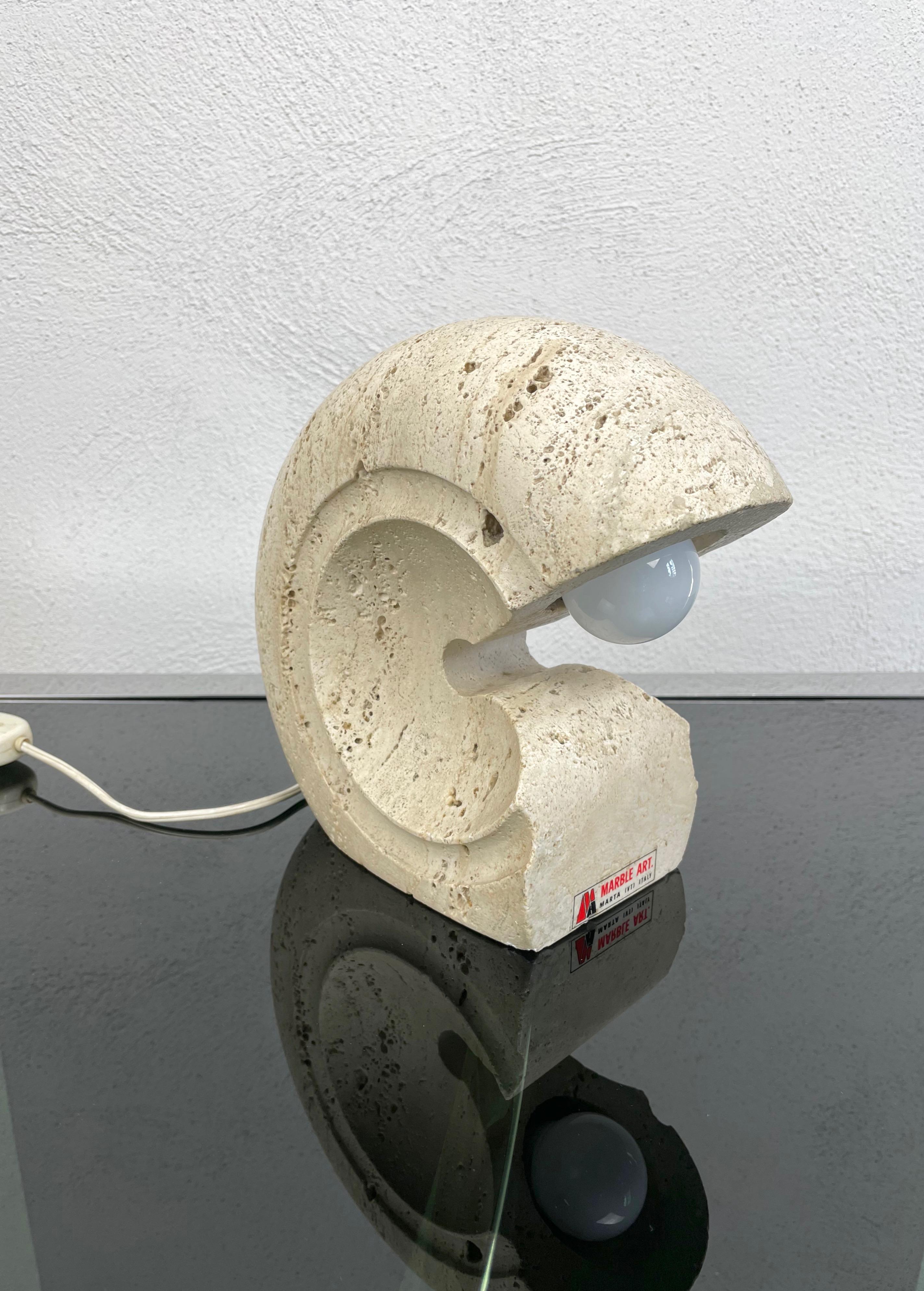 Travertin Lampe de bureau en travertin de Giuliano Cesari pour Sormani, Italie, 1970 en vente