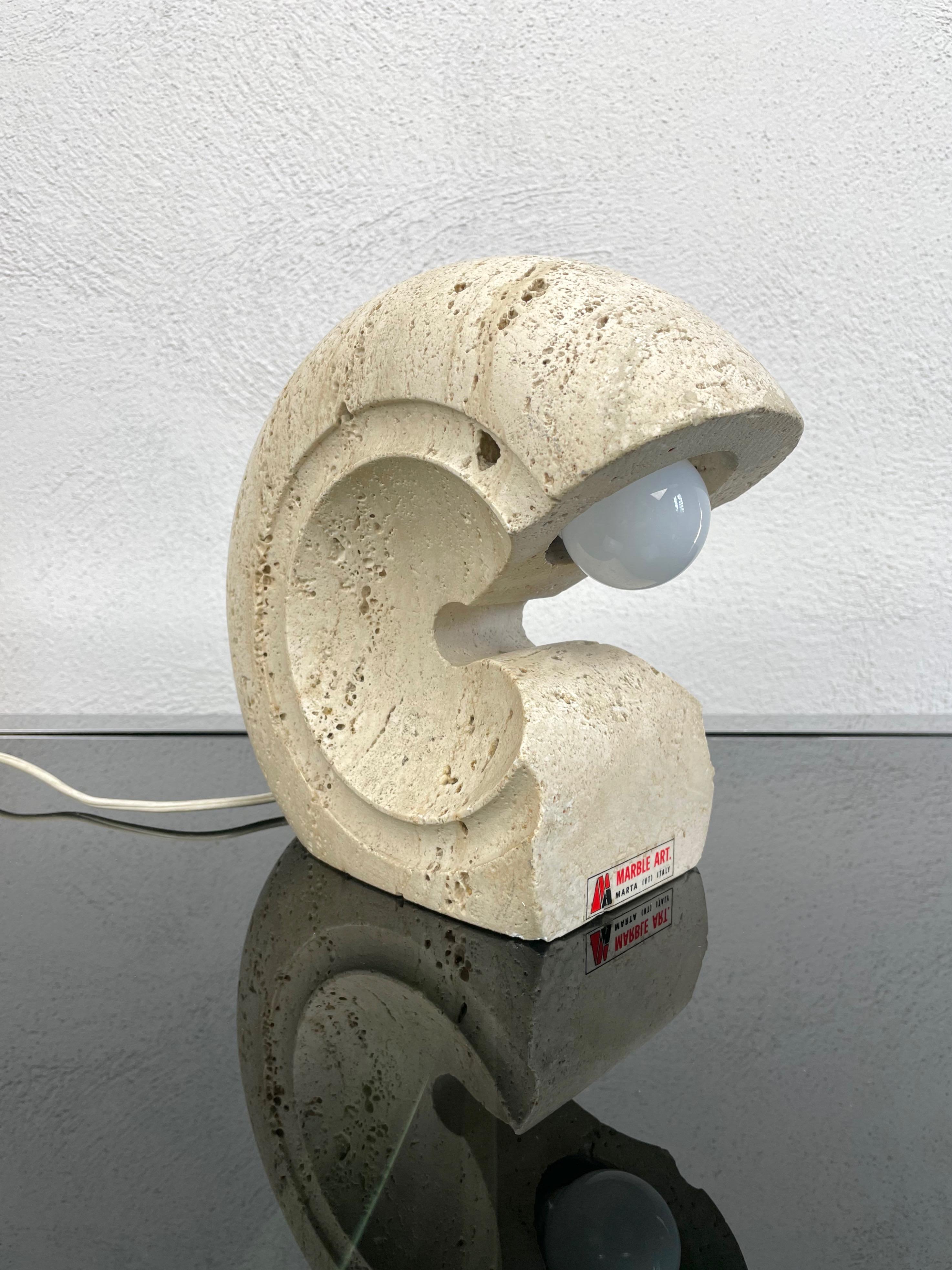 Travertine Table Lamp by Giuliano Cesari for Sormani, Italy, 1970s For Sale 3