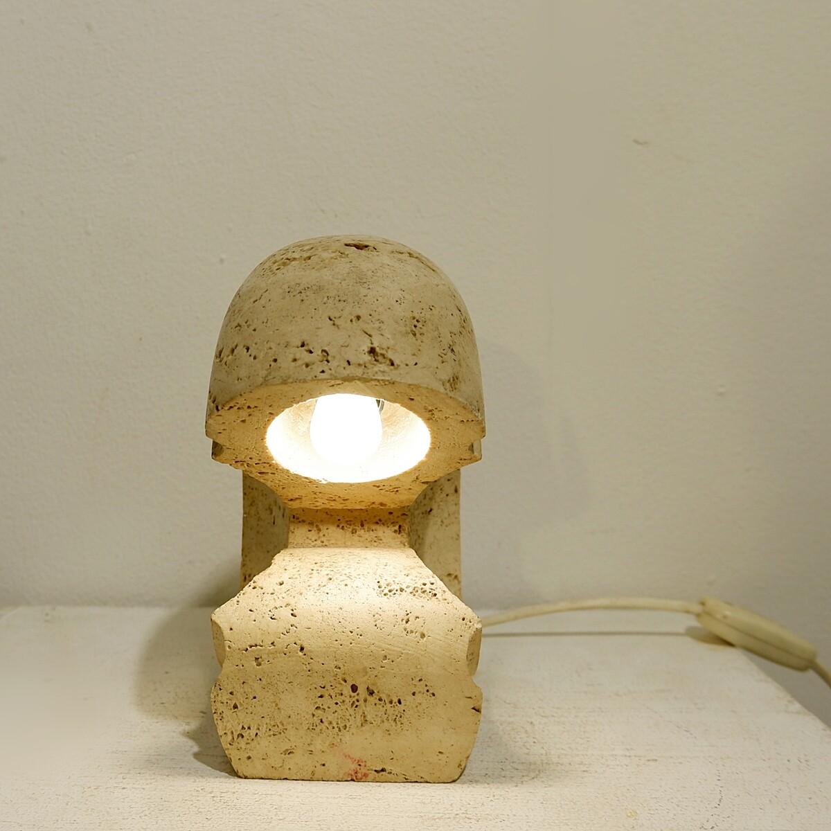 Travertine Table Lamp by Giuliano Cesari for Sormani, Italy, circa 1960 For Sale 7