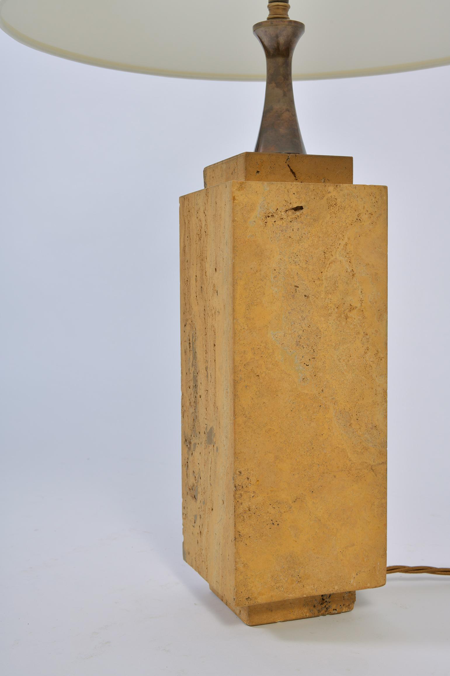Travertine Table Lamp by Maison Barbier In Good Condition In London, GB