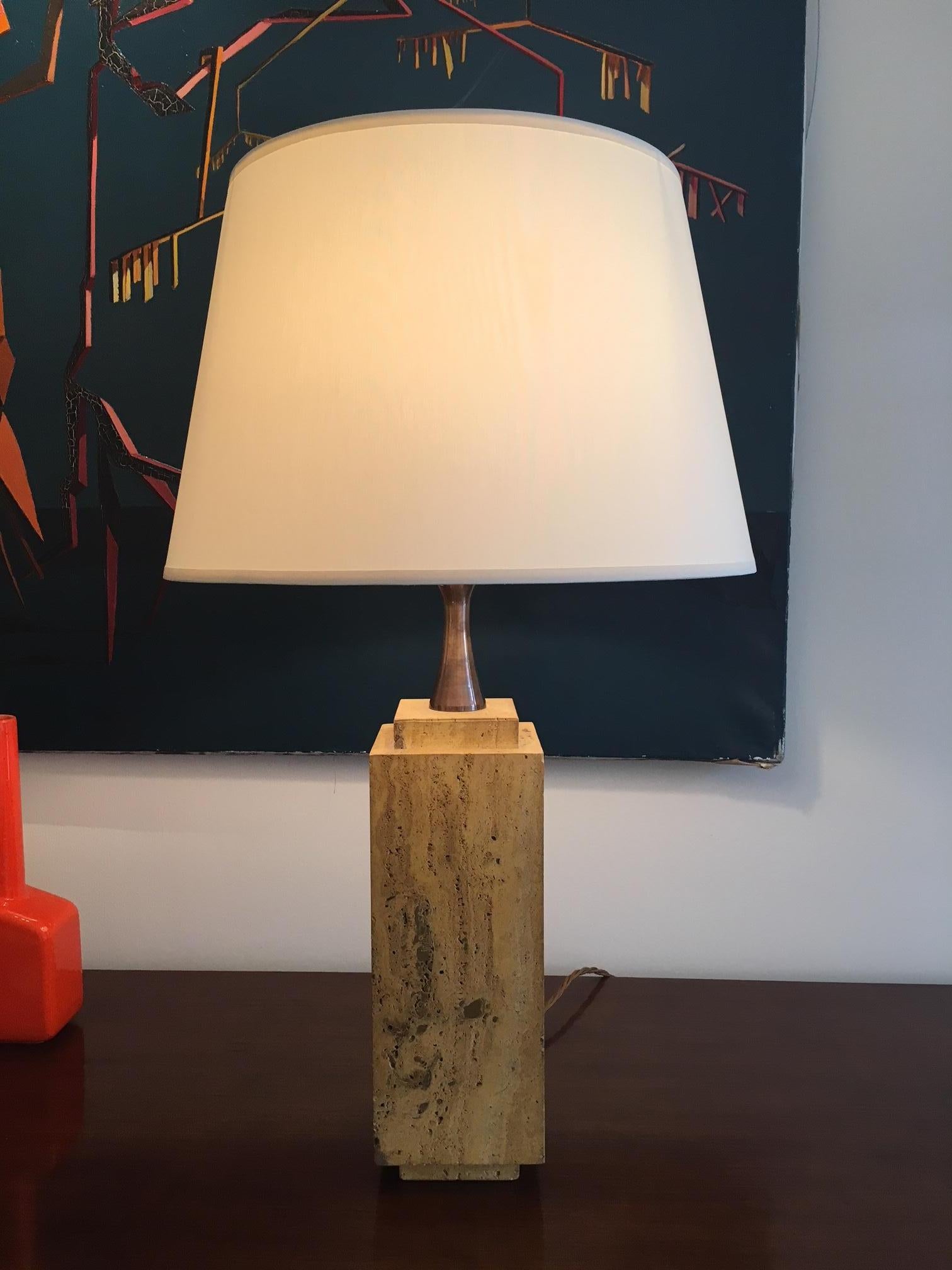 20th Century Travertine Table Lamp by Maison Barbier