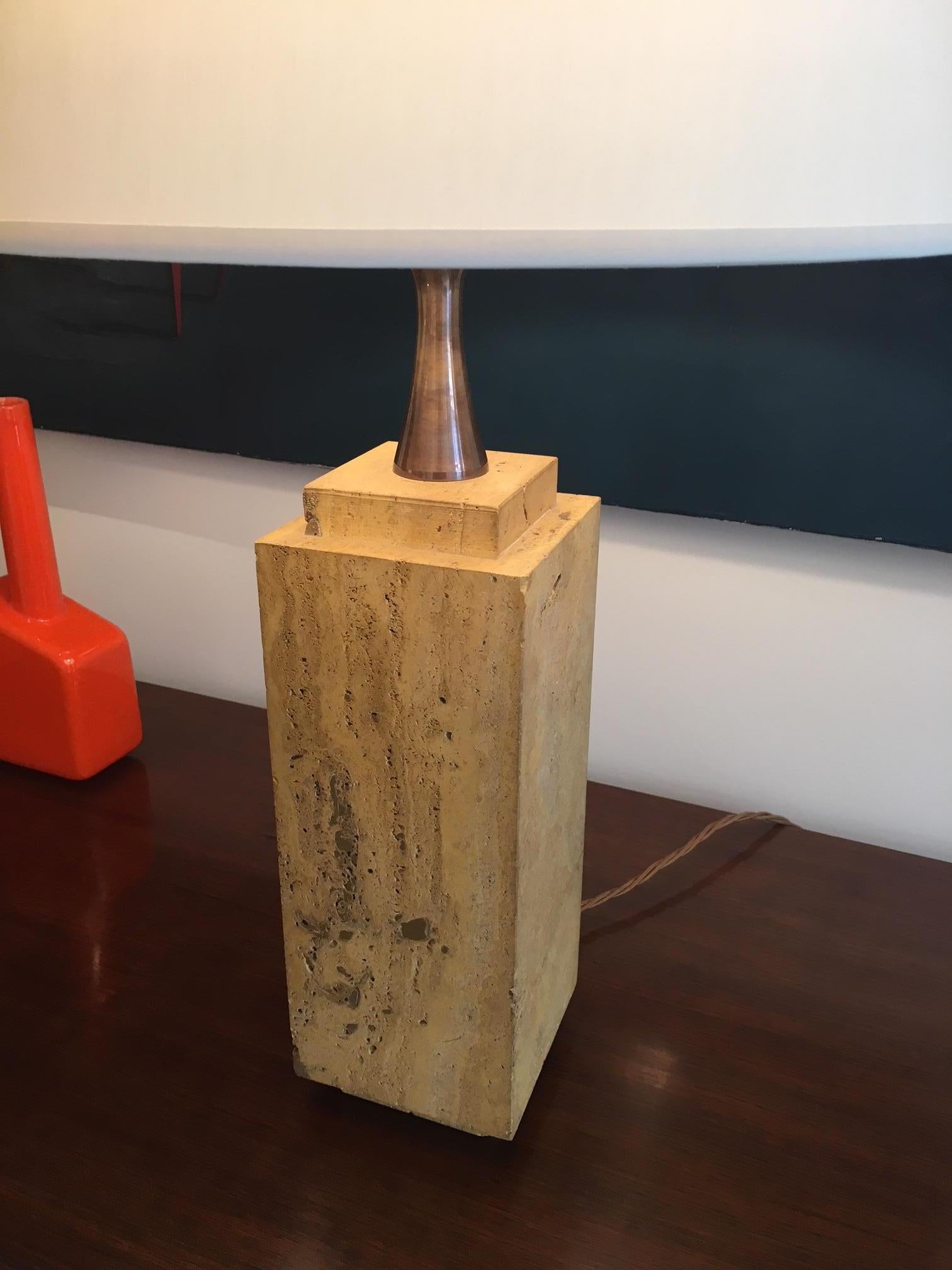 Travertine Table Lamp by Maison Barbier 2