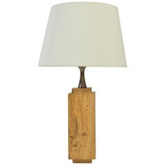 Travertine Table Lamp by Maison Barbier
