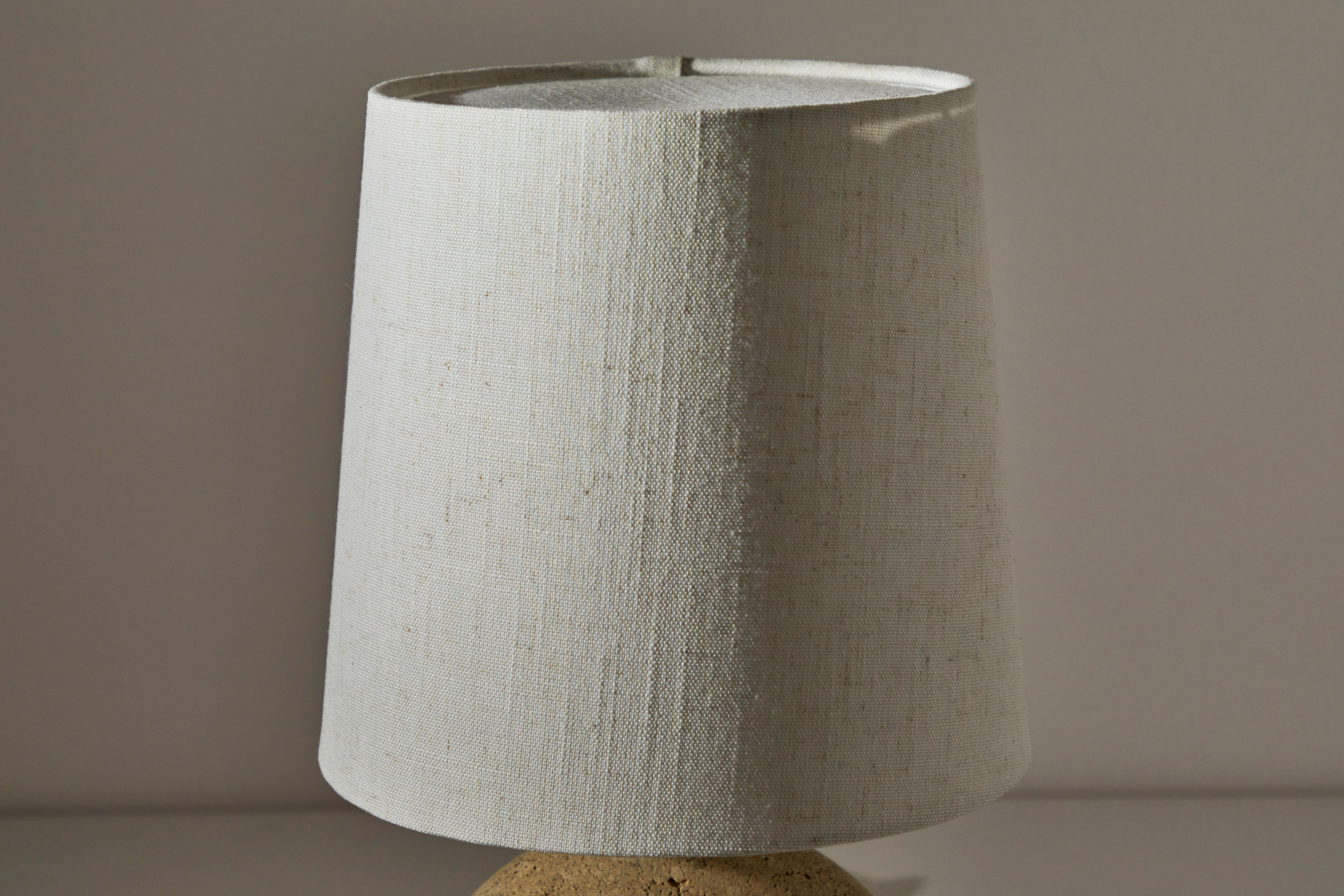 Linen Travertine Table Lamp by Nucleo Sormani