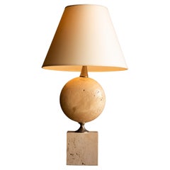 Lampada da tavolo in travertino di Philippe Barbier, C.C. 1970
