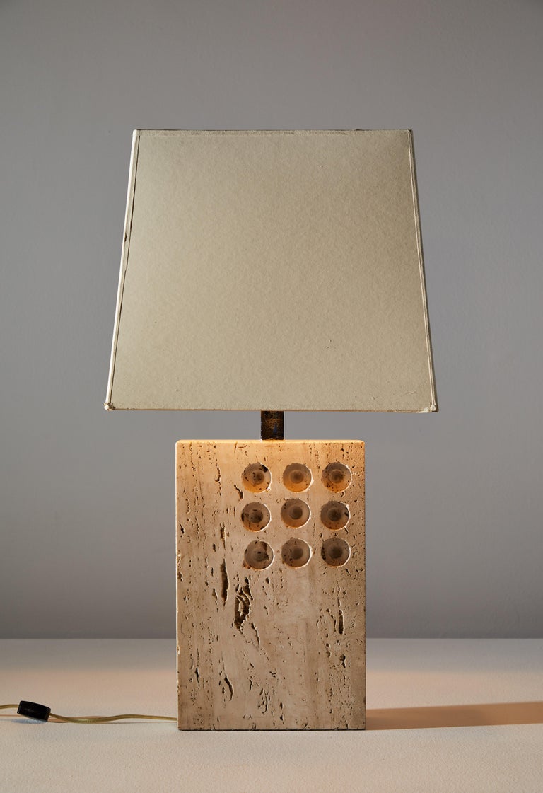Travertine Table Lamp By Raymor At 1stdibs, Fin Travertine Table Lamp