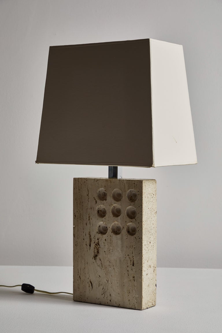 Travertine Table Lamp By Raymor At 1stdibs, Fin Travertine Table Lamp