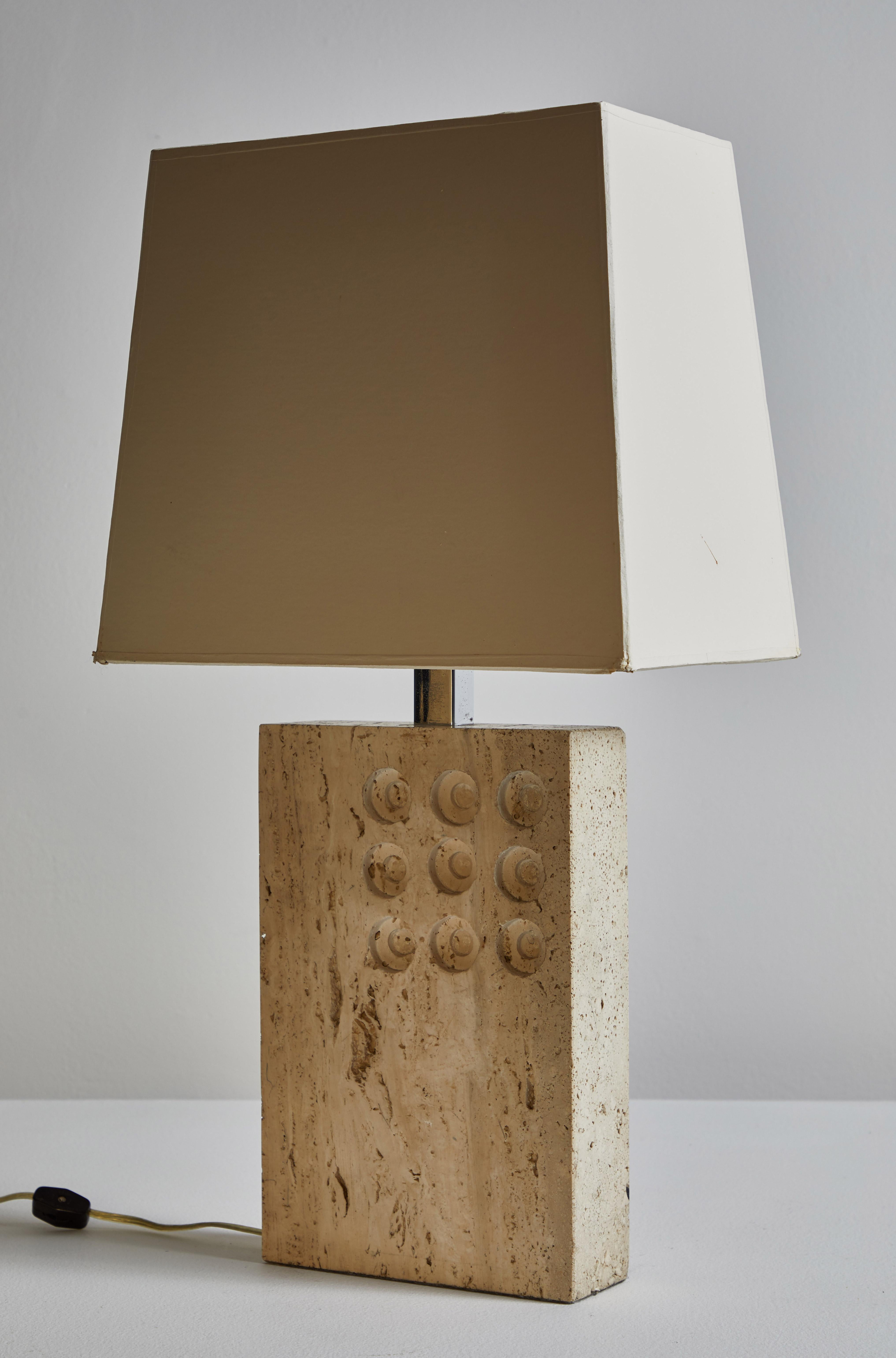 Italian Travertine Table Lamp by Raymor