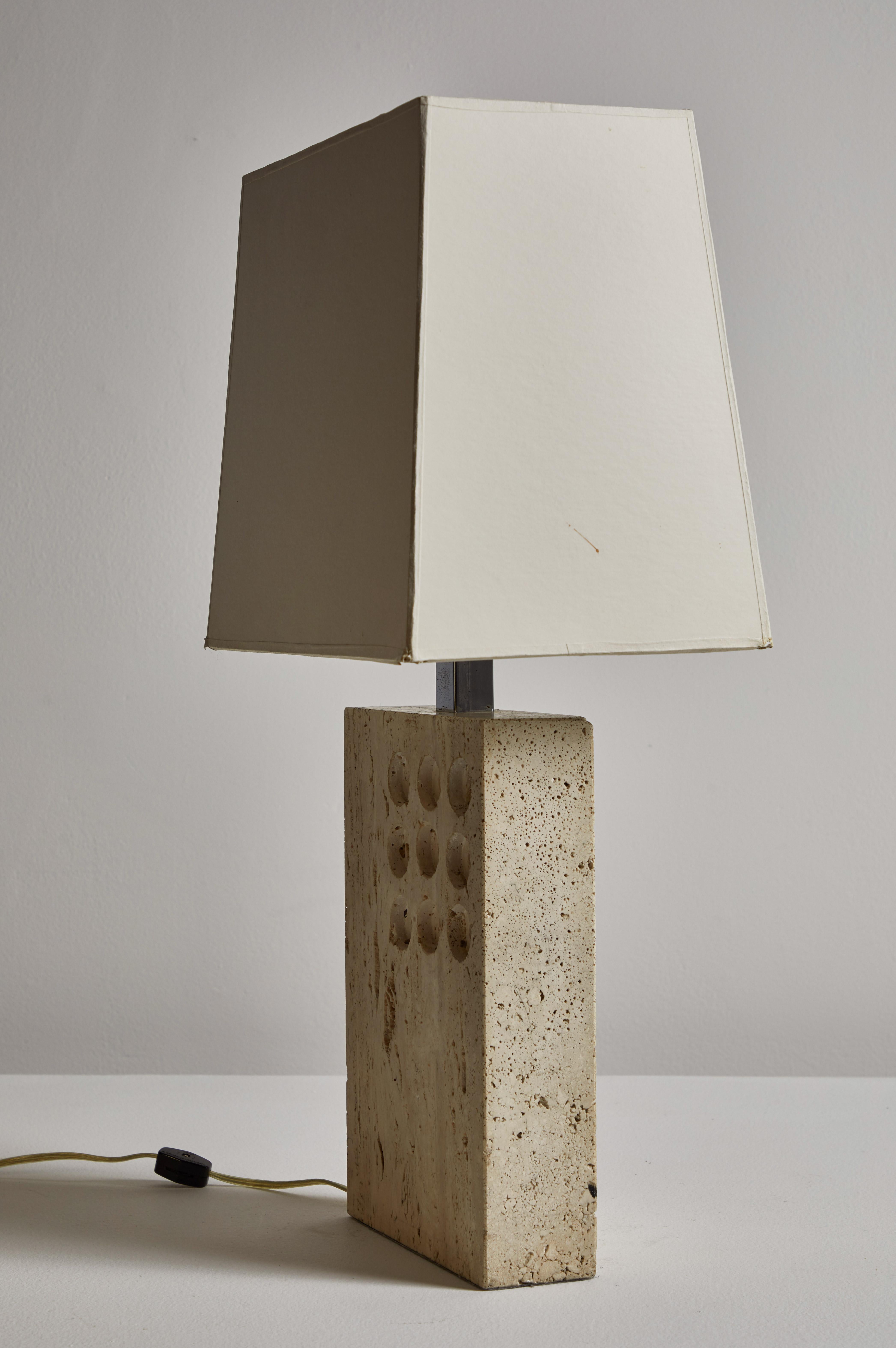 Travertine Table Lamp by Raymor In Good Condition In Los Angeles, CA