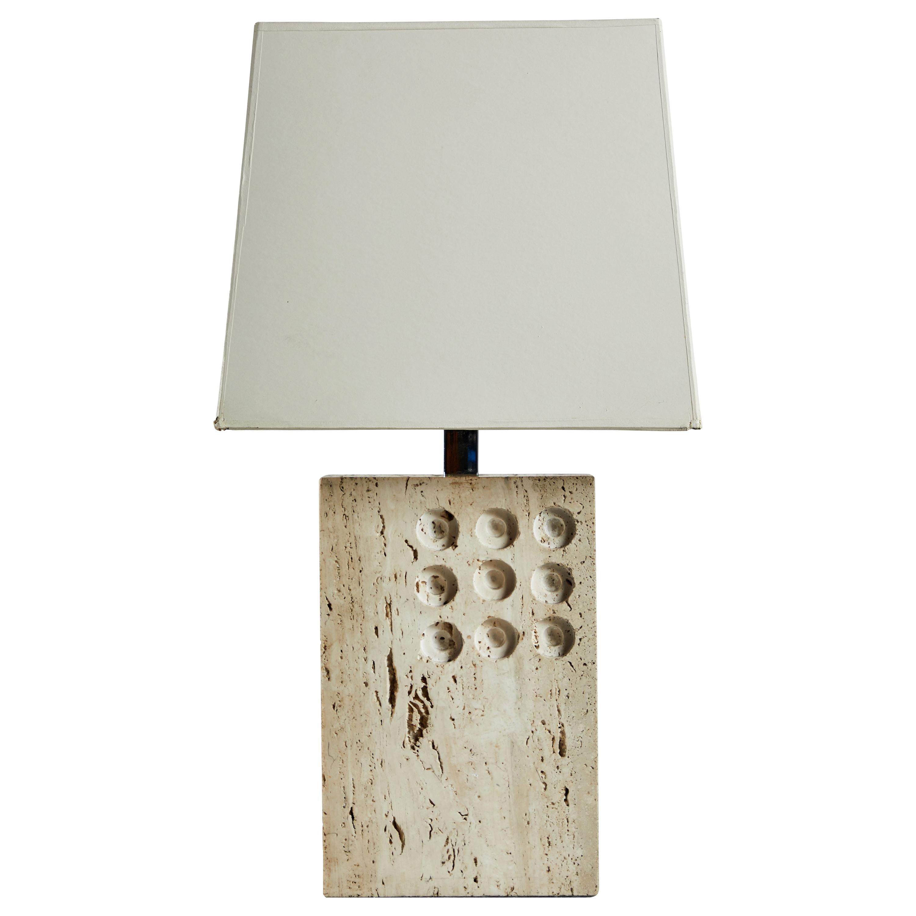 Travertine Table Lamp by Raymor