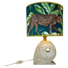 Lampe de table en travertin par Scarnicci, Italie, années 1970