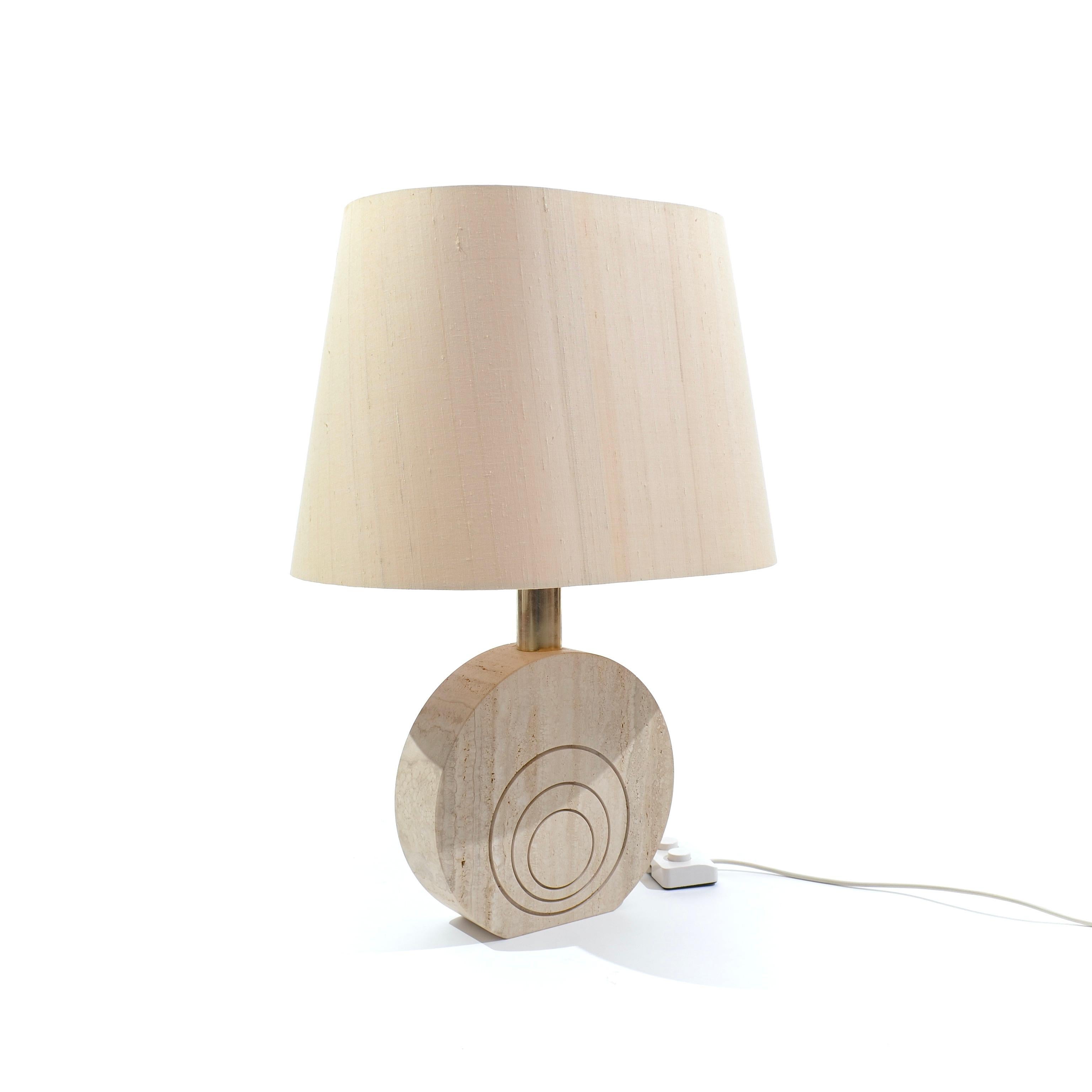 Mid-Century Modern Travertine Table Lamp, Fratelli Mannelli, 1970's, Italy For Sale
