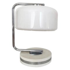 Lampe de bureau en travertin, acier, plexiglas, 1970, design