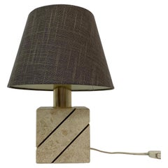Travertine Table Lamp with Golden Details, 1970’s