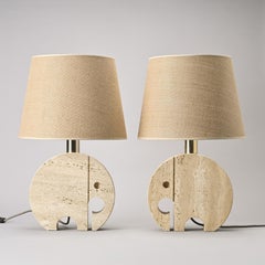 Travertine Table Lamps by Fratelli Manelli, circa 1970