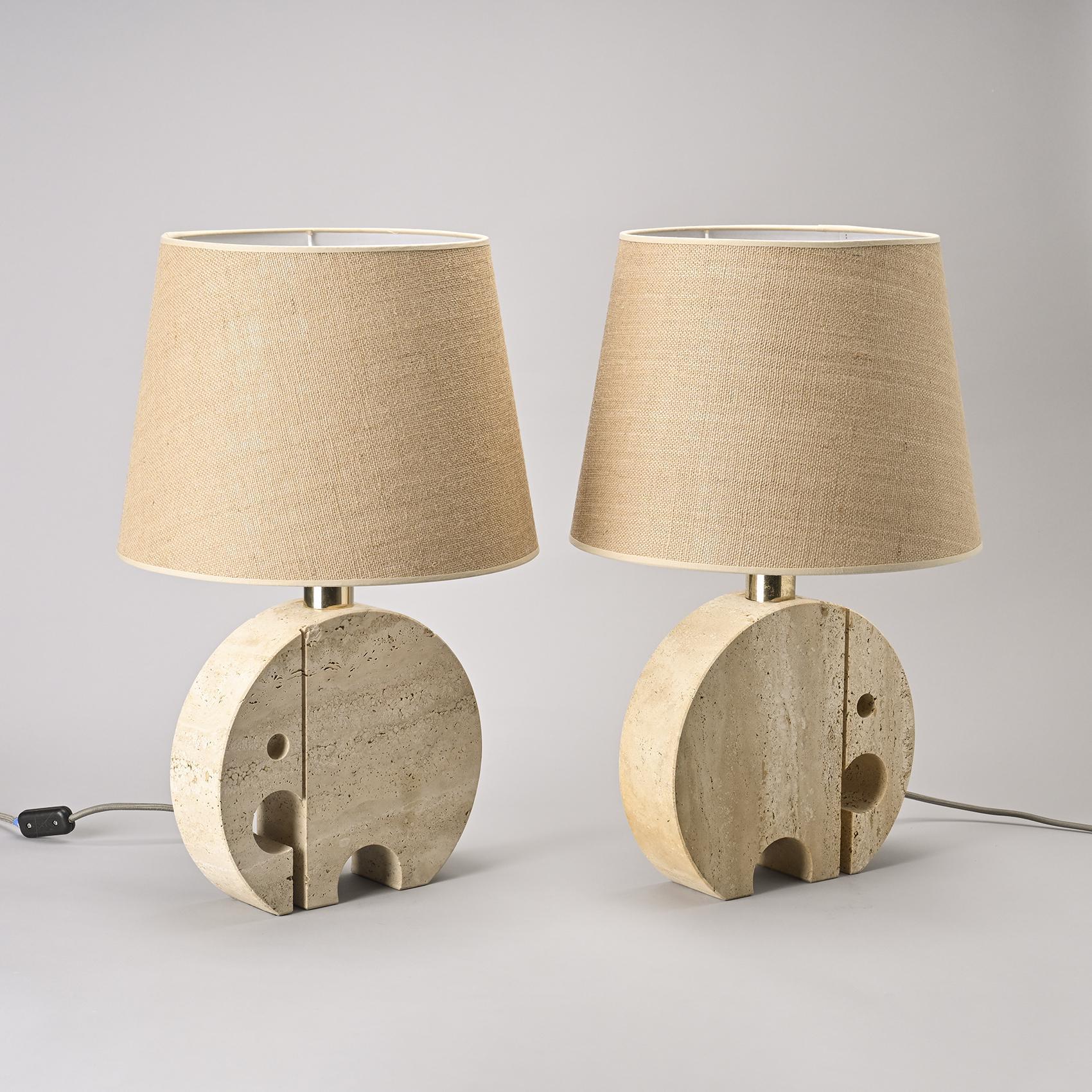 20th Century Travertine Table Lamps by Fratelli Manelli, circa 1970