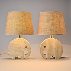 Lampade da tavolo in travertino di Fratelli Manelli, circa 1970