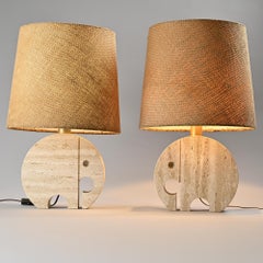 Lampade da tavolo in travertino di Fratelli Manelli, circa 1970, Set di 2