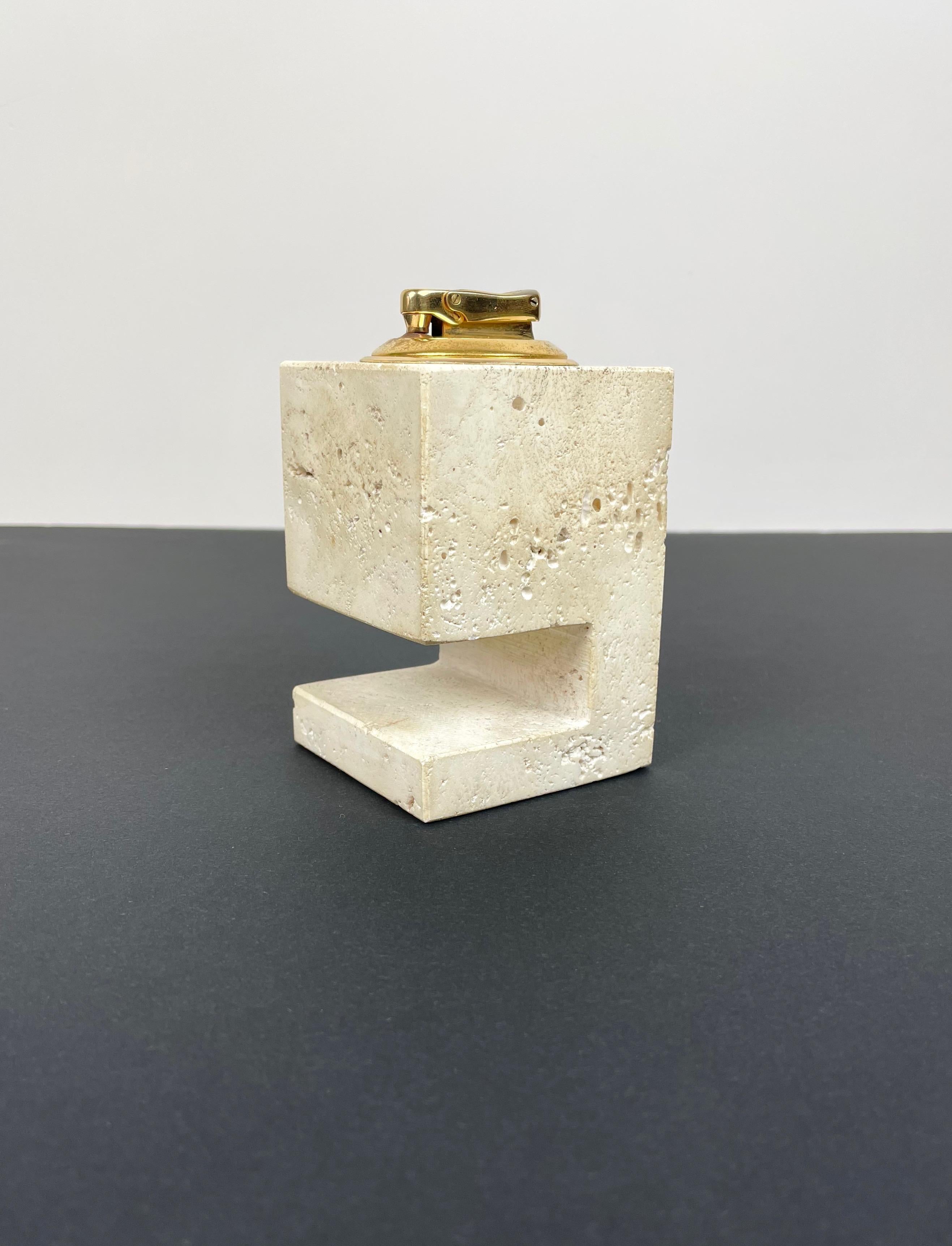 Late 20th Century Travertine Table Lighter by Fratelli Mannelli, Italy, 1970s