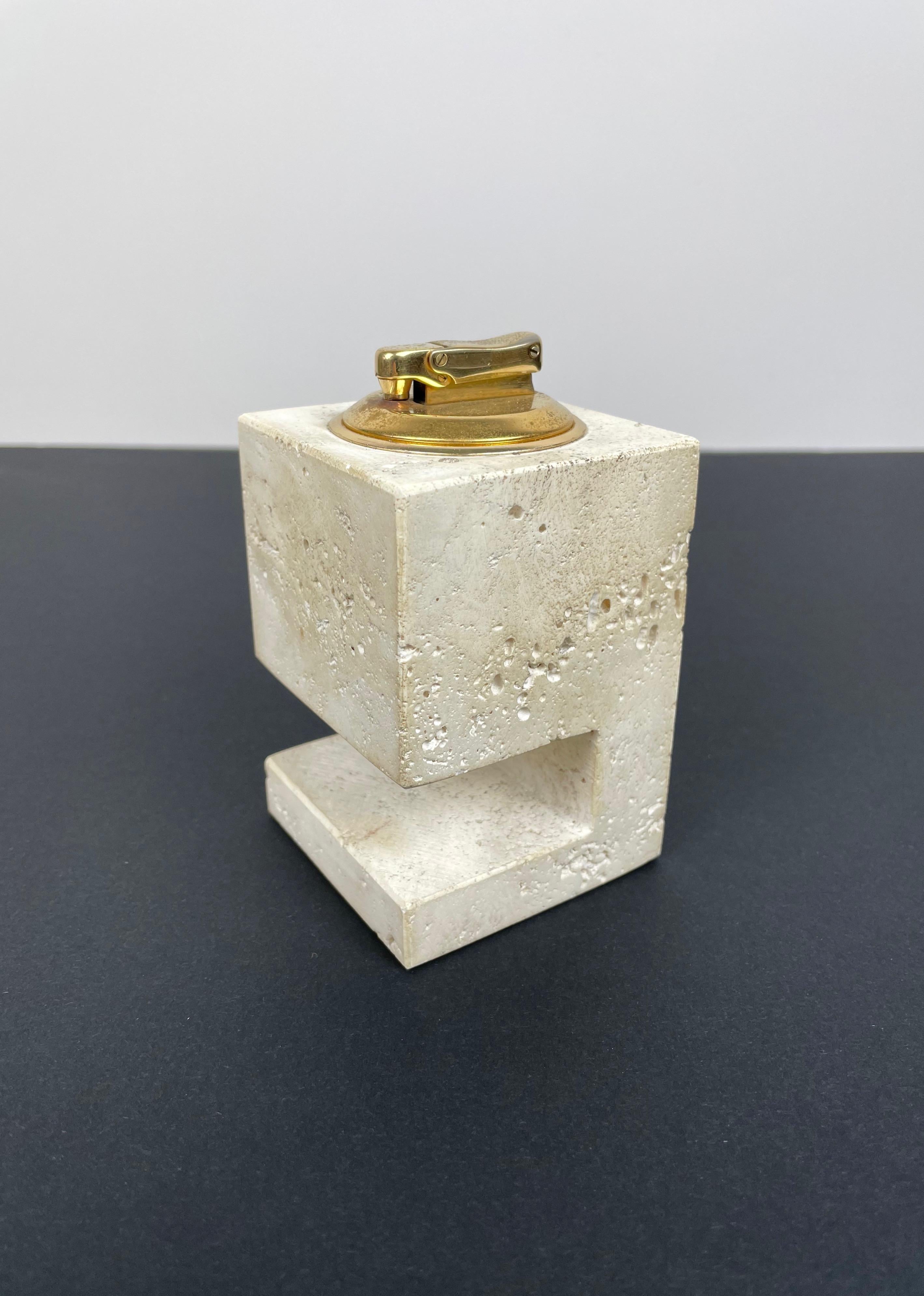 Travertine Table Lighter by Fratelli Mannelli, Italy, 1970s 1