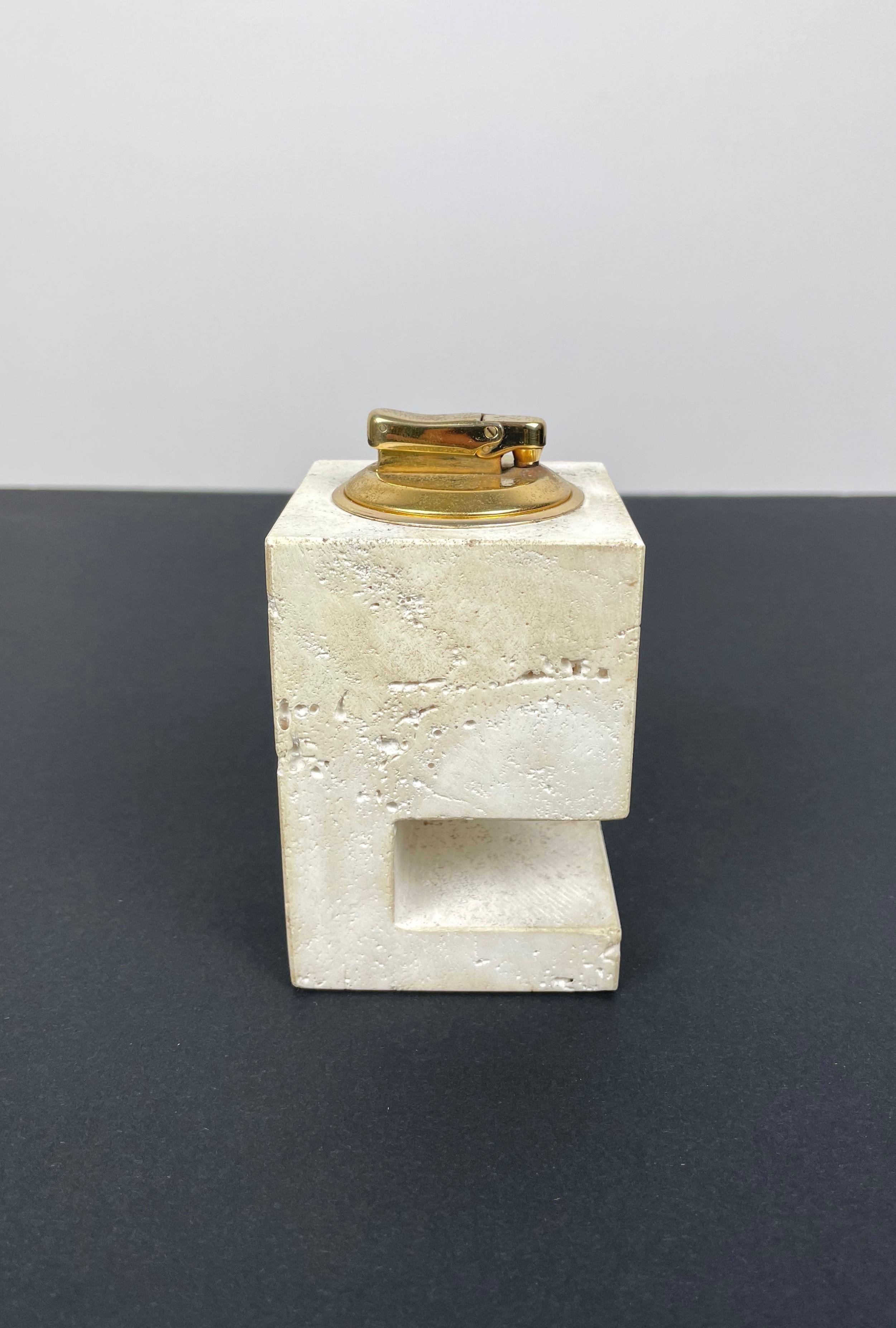 Travertine Table Lighter by Fratelli Mannelli, Italy, 1970s 2
