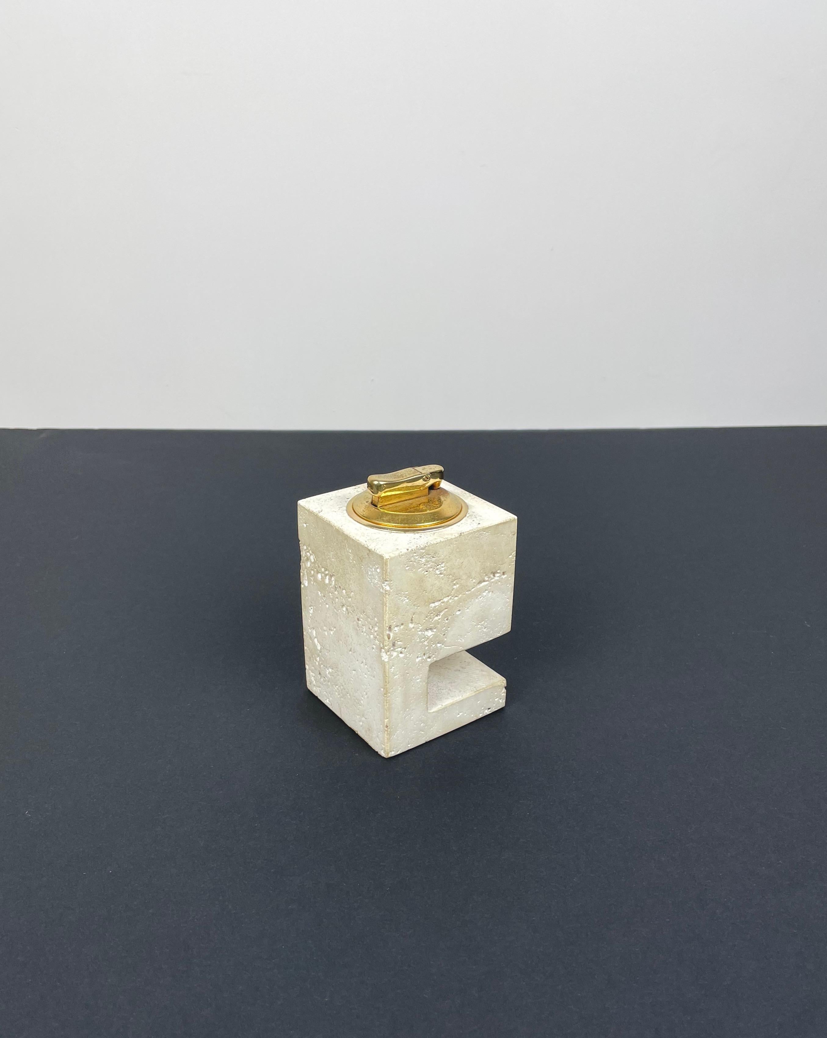 Travertine Table Lighter by Fratelli Mannelli, Italy, 1970s 3