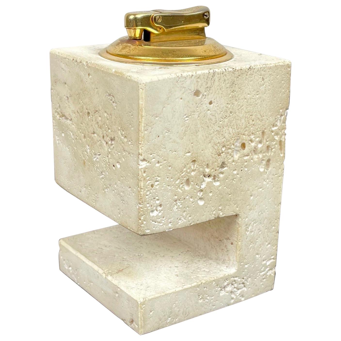 Travertine Table Lighter by Fratelli Mannelli, Italy, 1970s