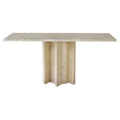 Travertine Table with Sculptural Base in the Manner of Carlo Scarpa, Italy 1970s