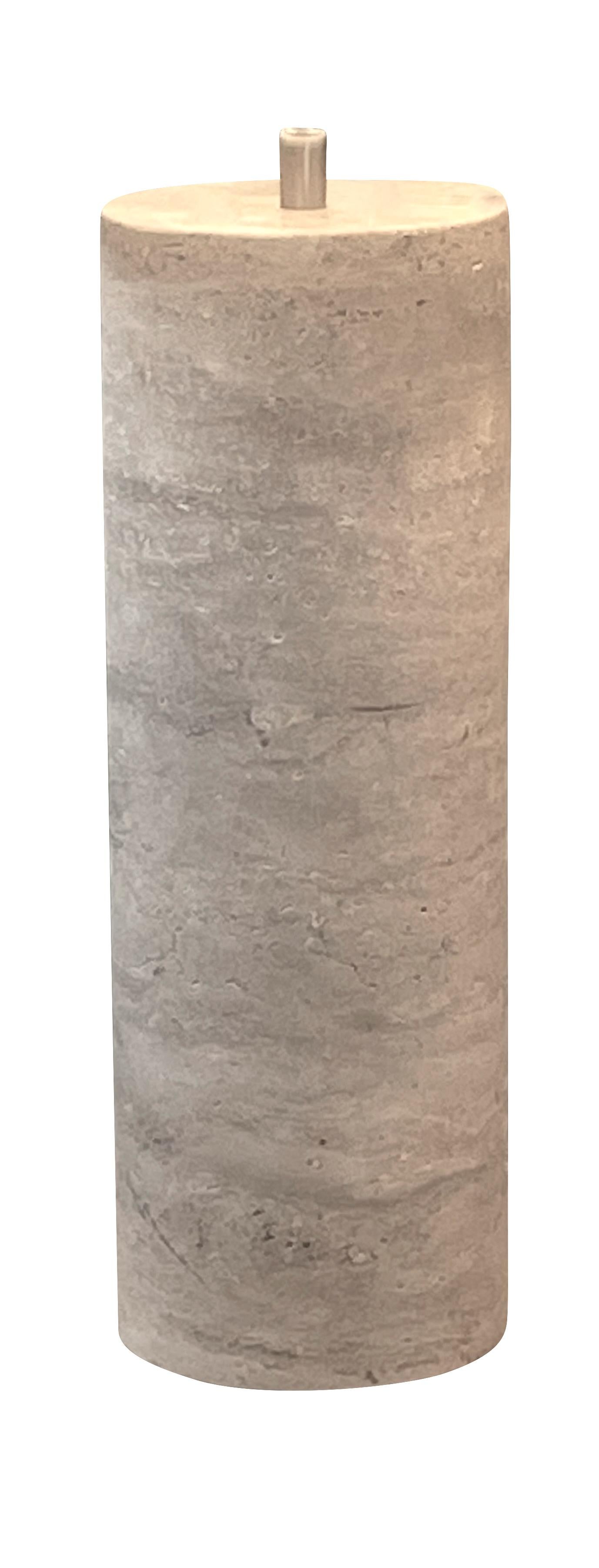 Travertine Tall Cylinder Shape Pair Lamps, Netherlands, Contemporary In New Condition For Sale In New York, NY