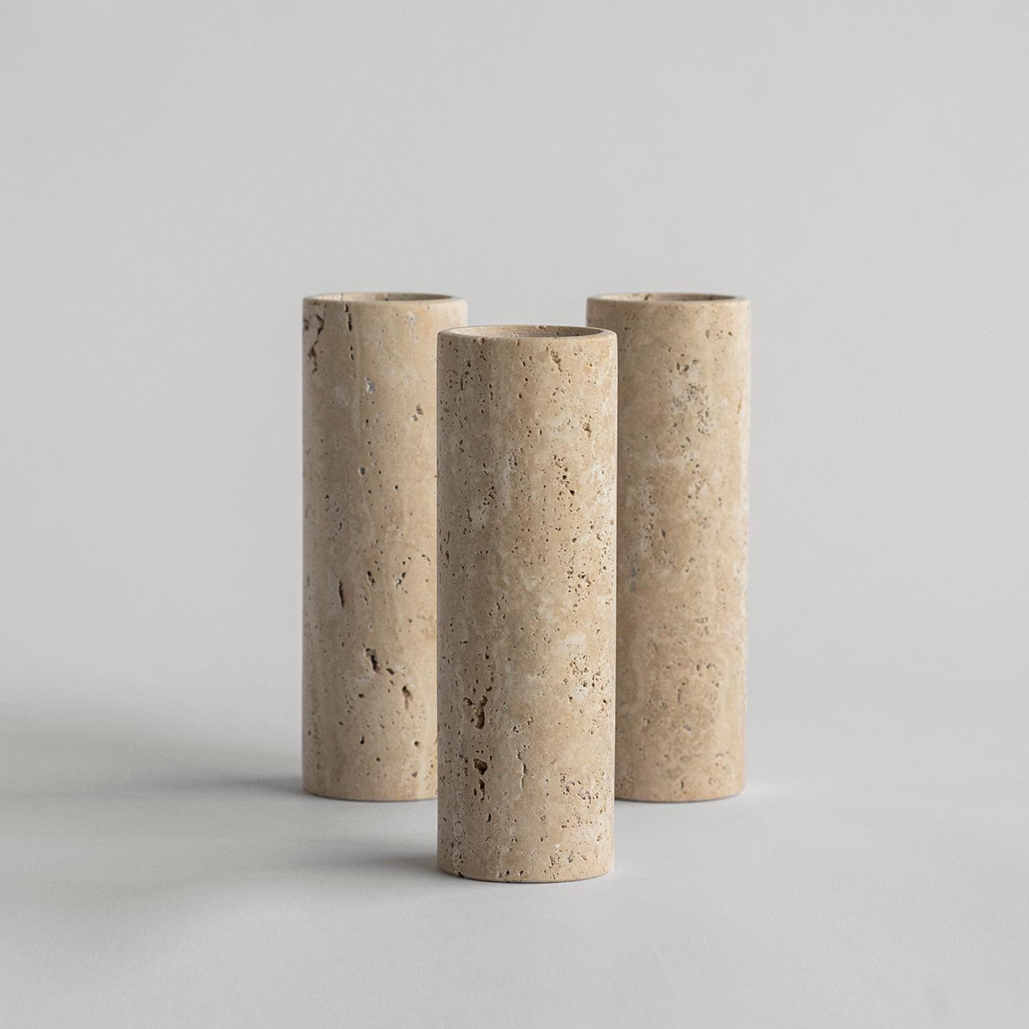 Travertine Tea light holders are sold in a set of 2. 

Stunning, aesthetic, timeless are words that can be used to describe this elegant and modern travertine tea light holder from Kiwano. Expertly crafted and finished by hand, our travertine tea