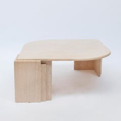 Travertine Teardrop Top Coffee Table, 1970s
