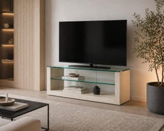 Travertine Television Console Italy Mid Century 1990s Modern Minimalist Design