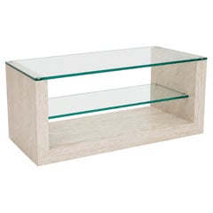 Travertine Television Console Italy Mid Century 1990s Modern Minimalist Design