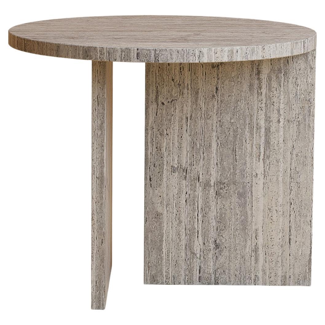 Travertine Titanium Marble Circular Coffee Table, Made in Italy For Sale